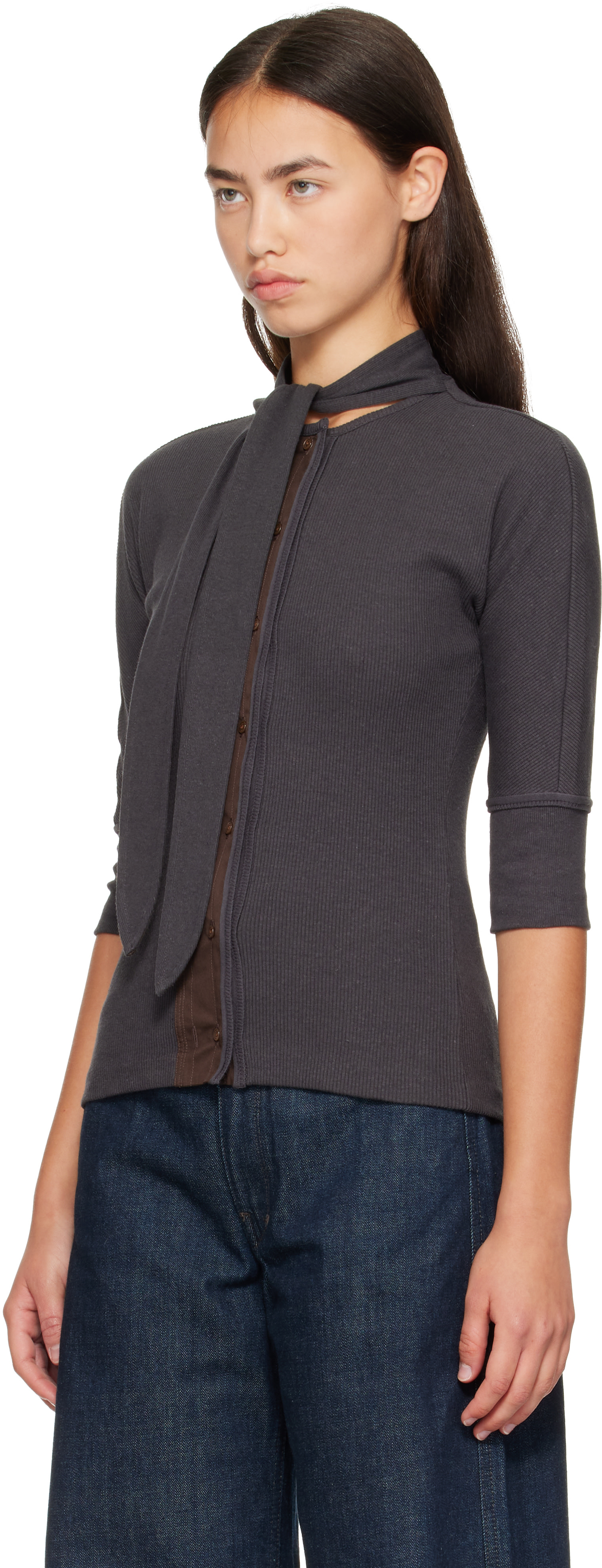 LEMAIRE - T-shirt Ascot gris