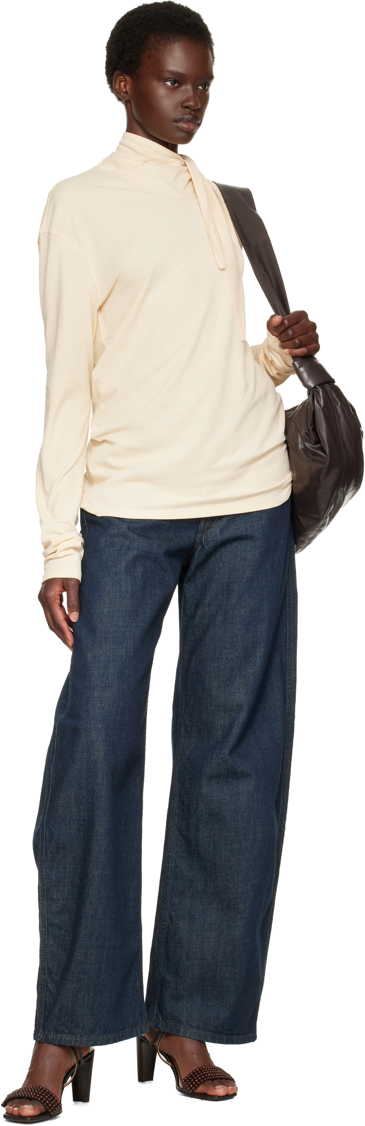 LEMAIRE: Off-White Long-Sleeve Scarf T-shirt | SSENSE Canada