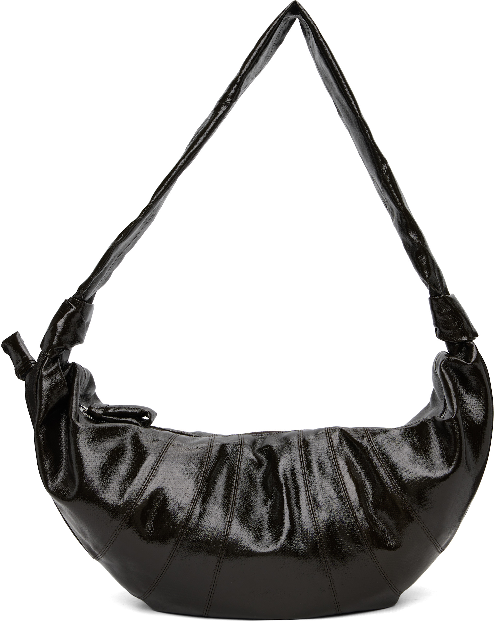 LEMAIRE: Brown Large Croissant Coated Cotton Bag | SSENSE