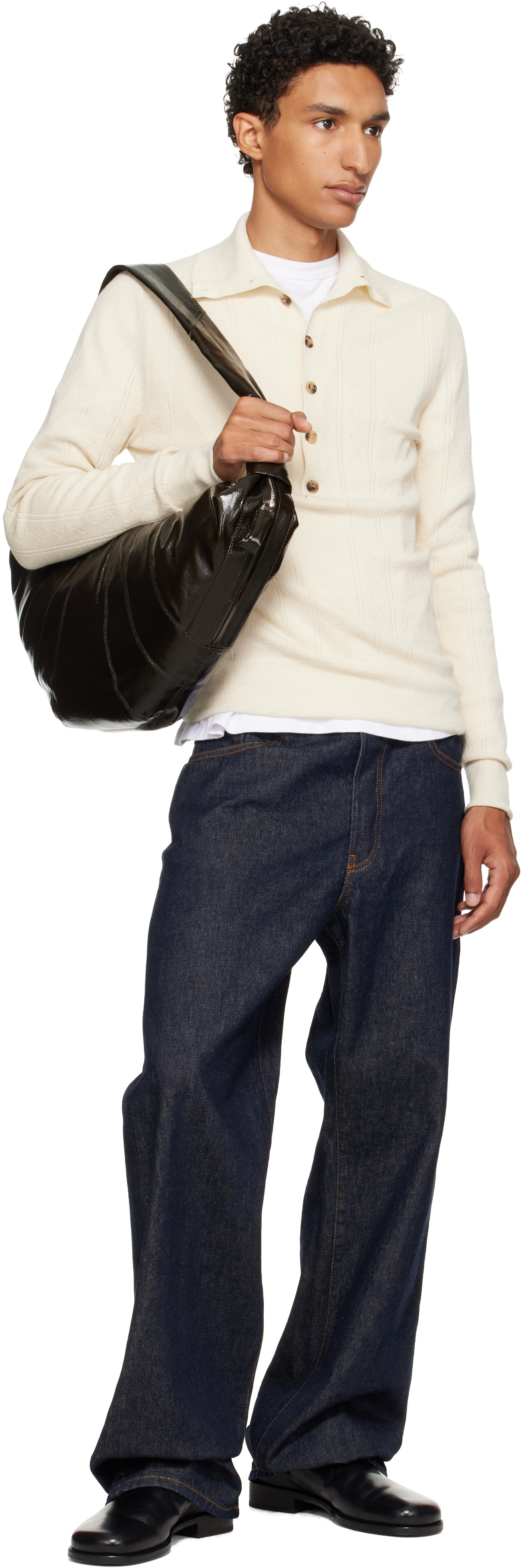 LEMAIRE: Brown Large Croissant Coated Cotton Bag | SSENSE