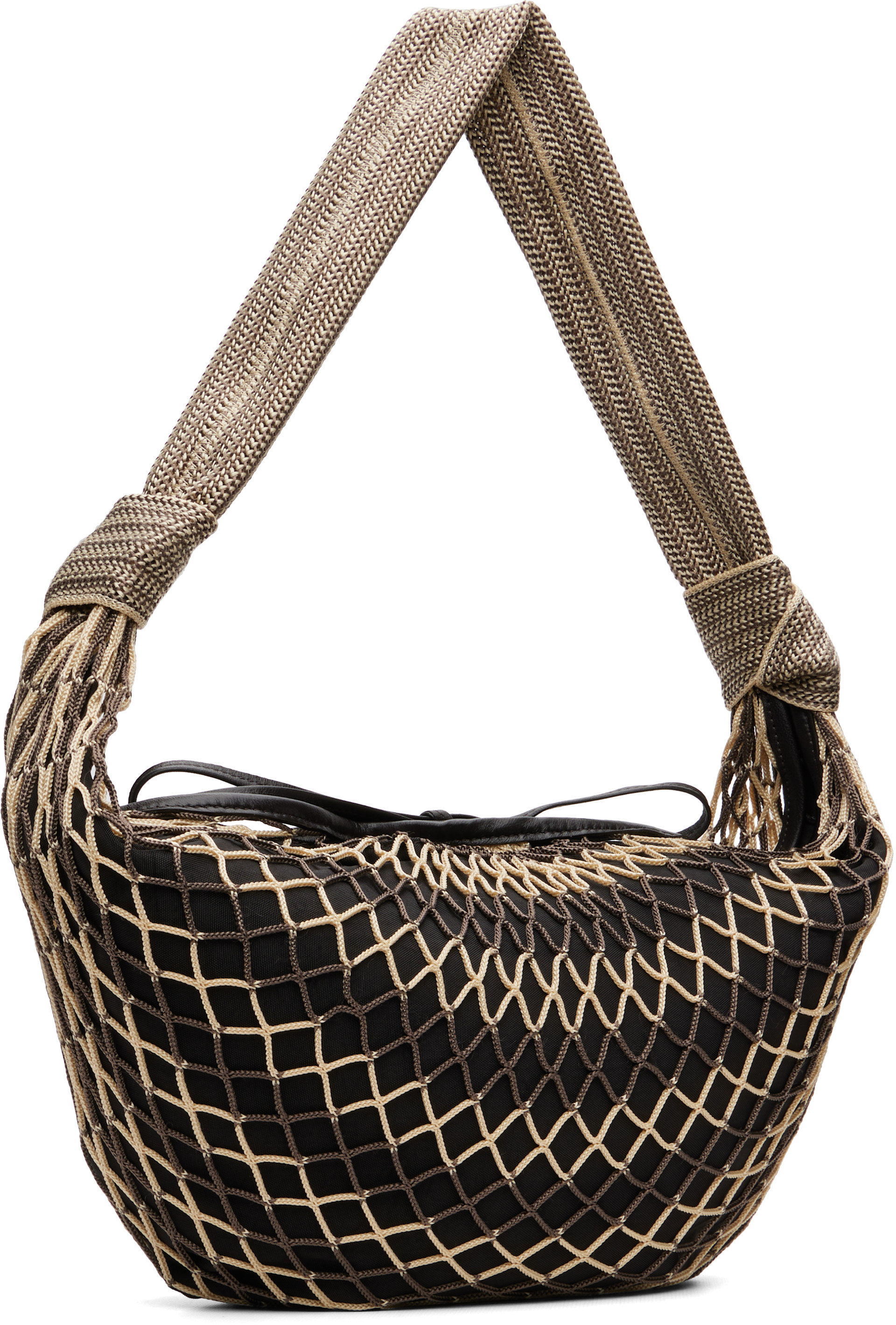 LEMAIRE: Beige & Brown Fortune Croissant Filt Bag | SSENSE
