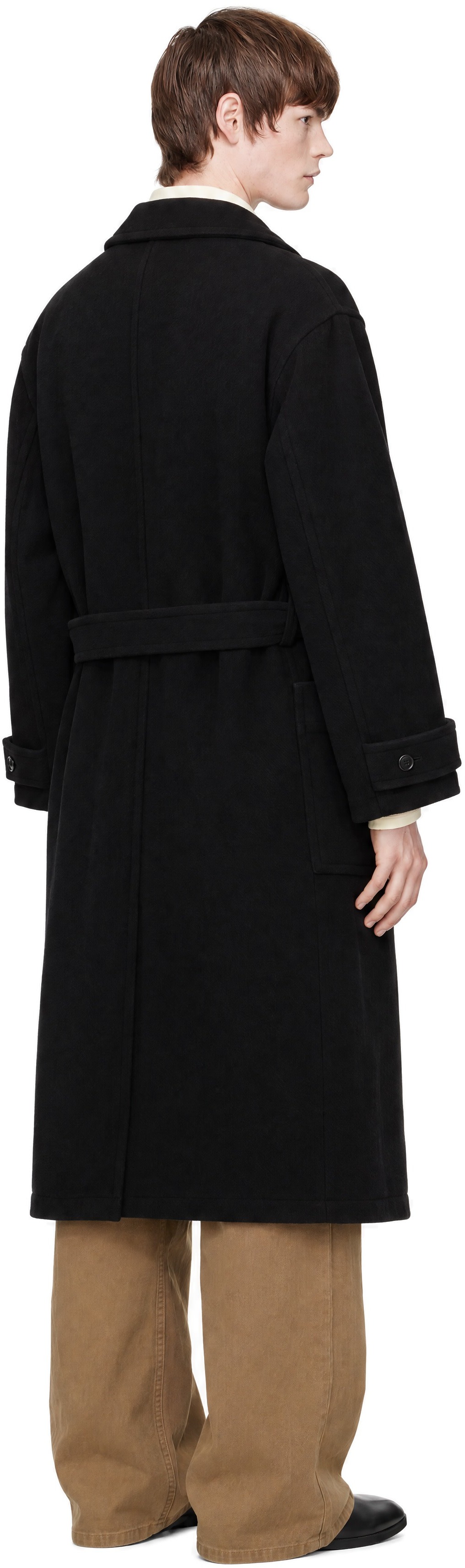 LEMAIRE - Black Wrap Double Wool Coat