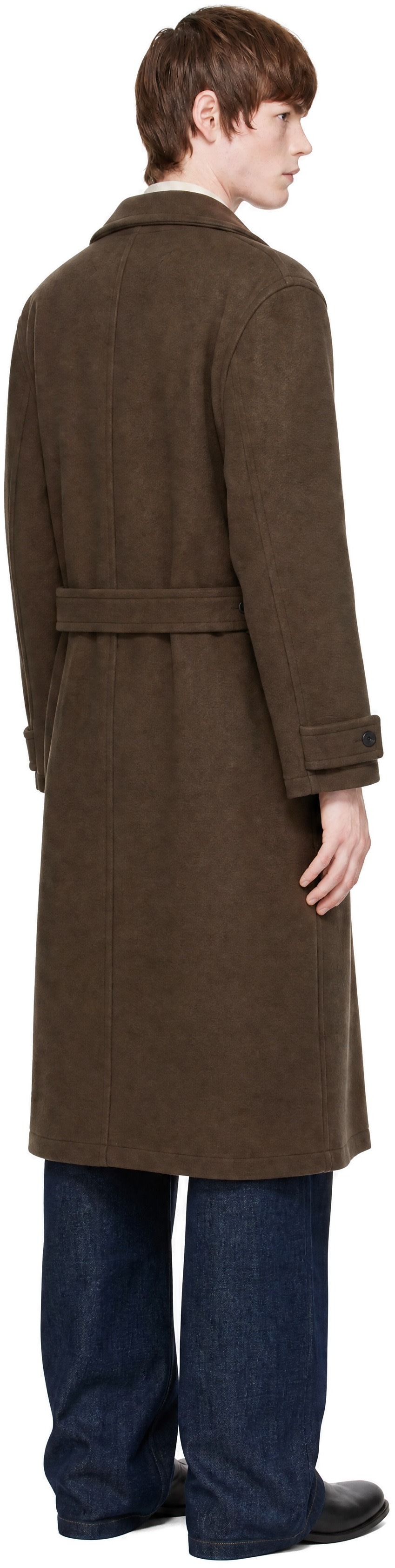 LEMAIRE - Brown Wrap Double Wool Coat