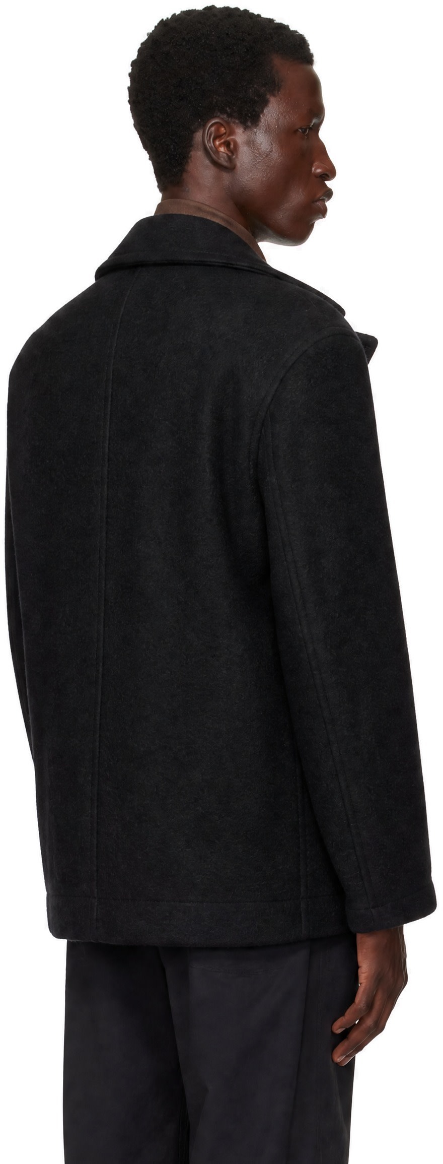LEMAIRE - Black Short Double-Breasted Coat