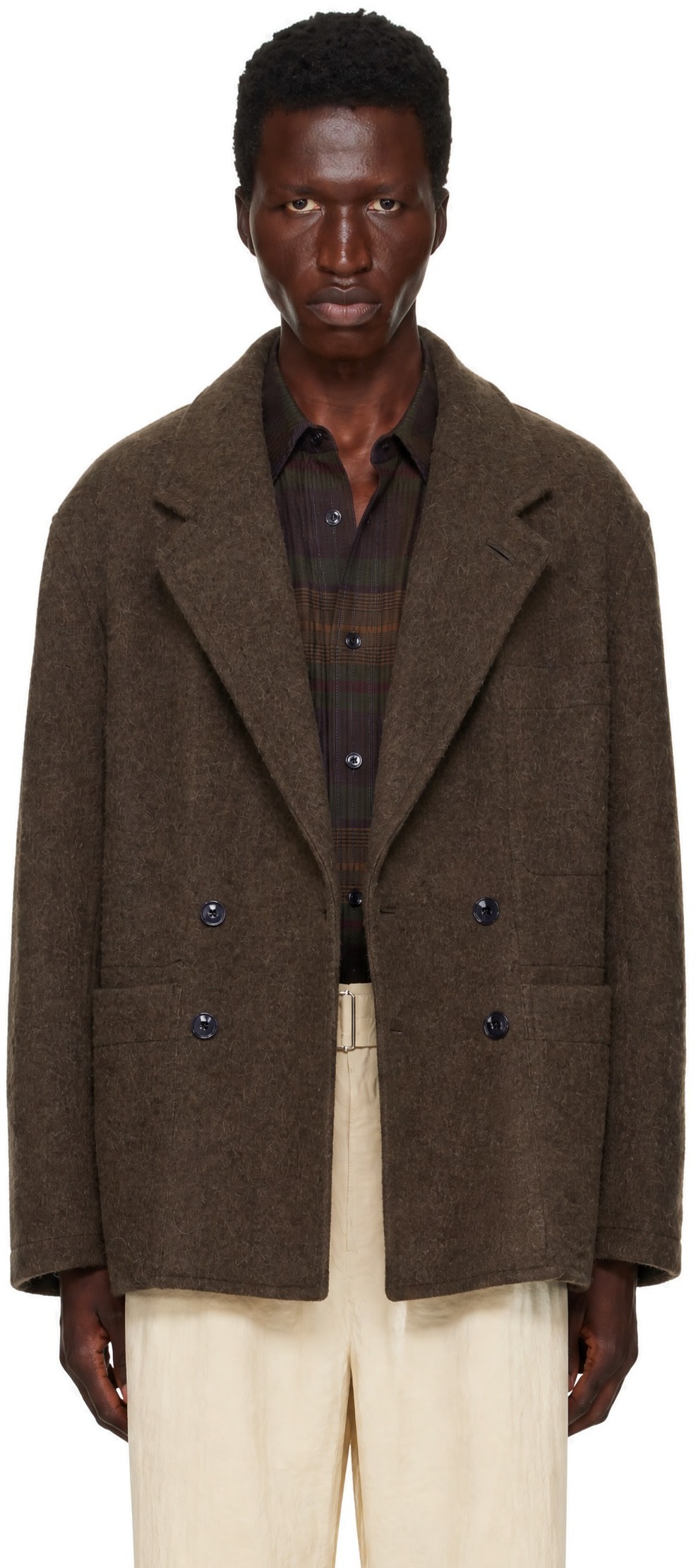 LEMAIRE - Brown Short Double-Breasted Coat