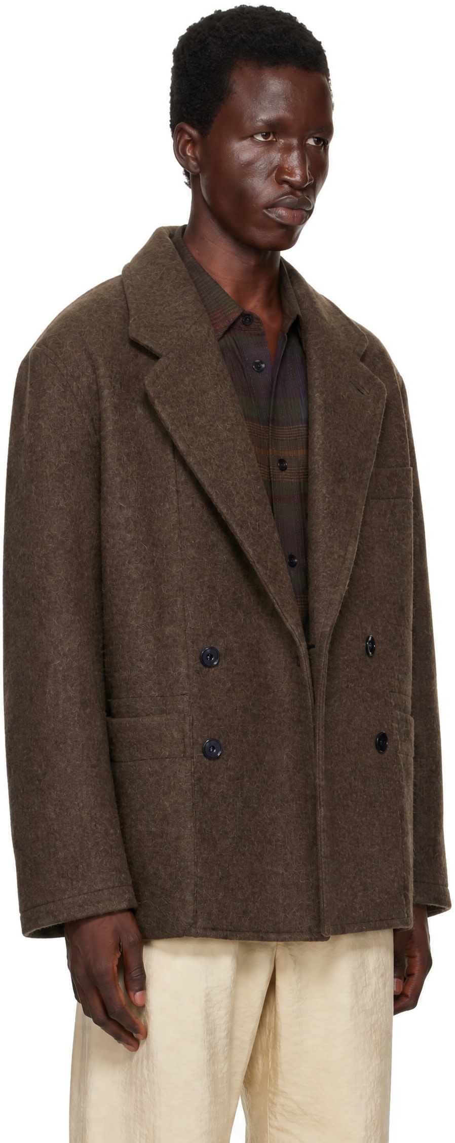 LEMAIRE - Brown Short Double-Breasted Coat