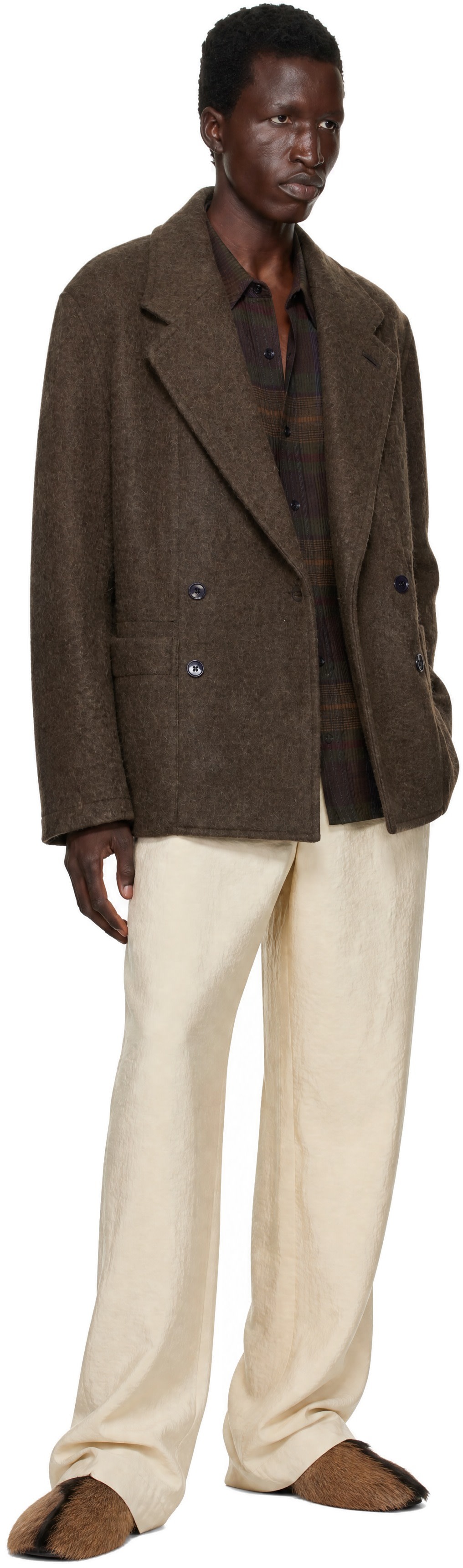 LEMAIRE - Brown Short Double-Breasted Coat