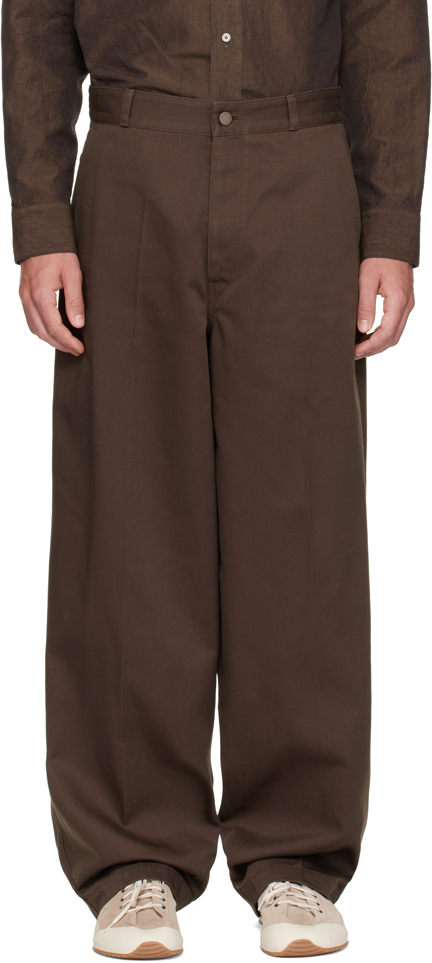 LEMAIRE - Brown Barrel Trousers