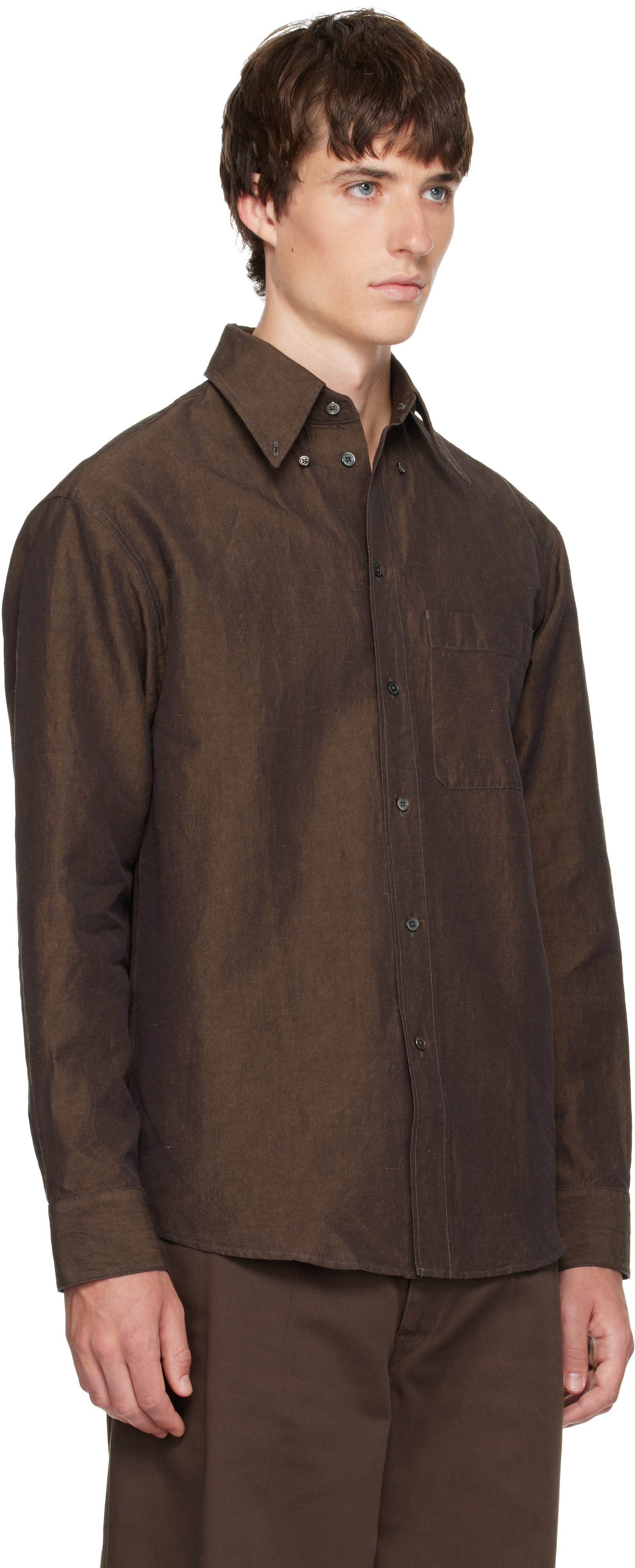 LEMAIRE - Chemise brune à boutons