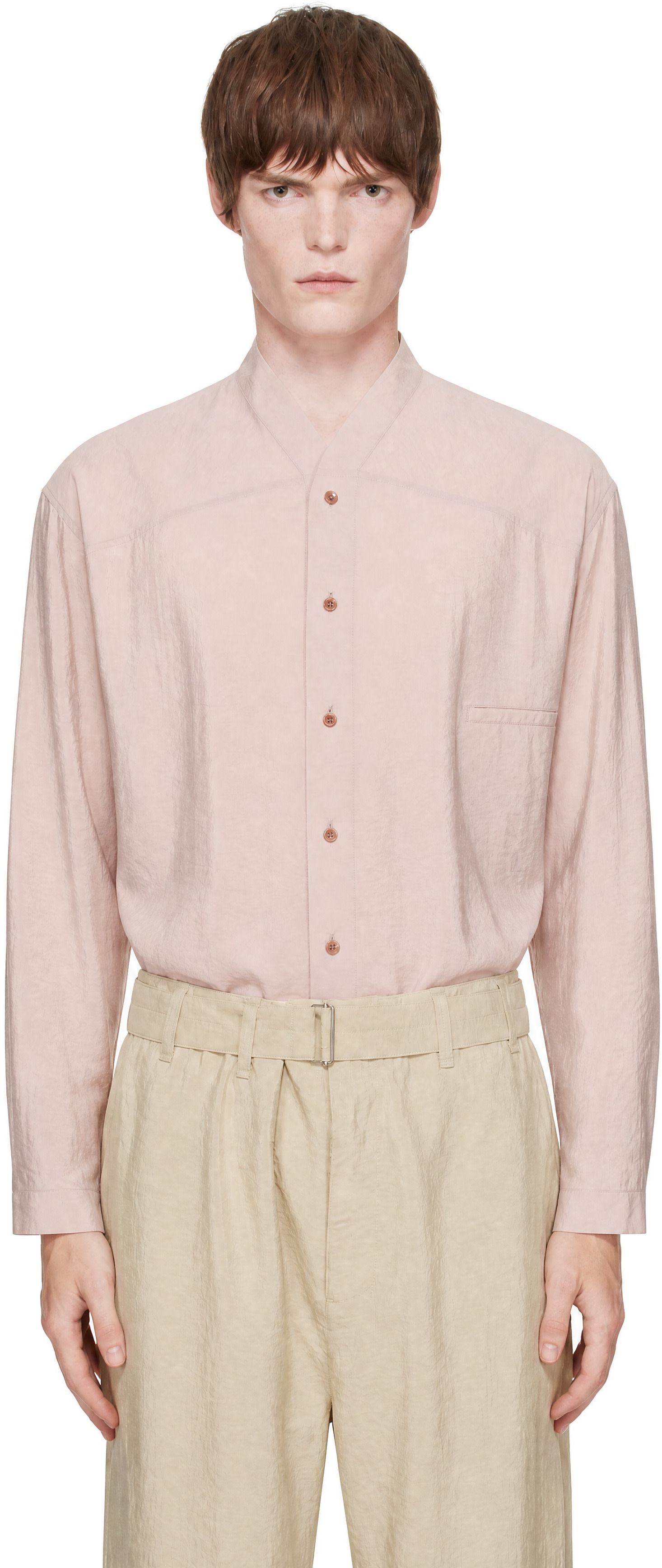LEMAIRE - Pink V-Neck Shirt