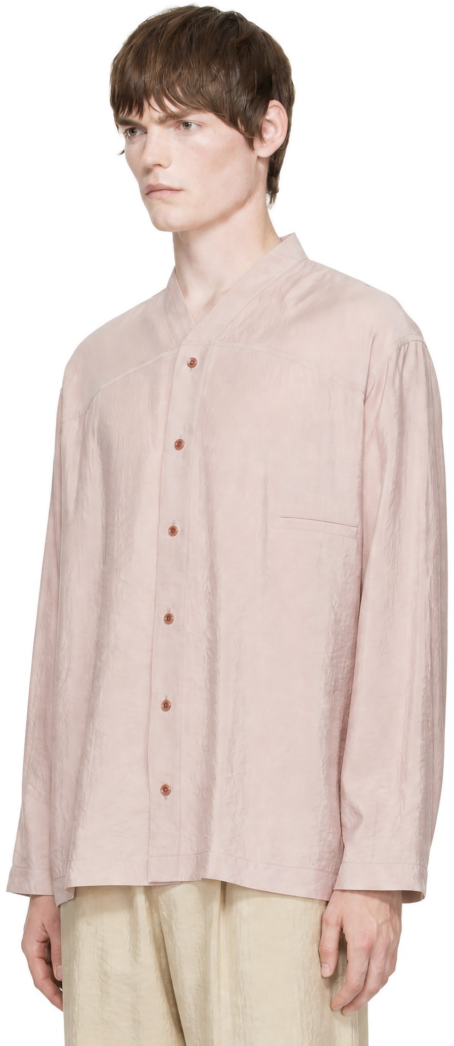 LEMAIRE - Pink V-Neck Shirt