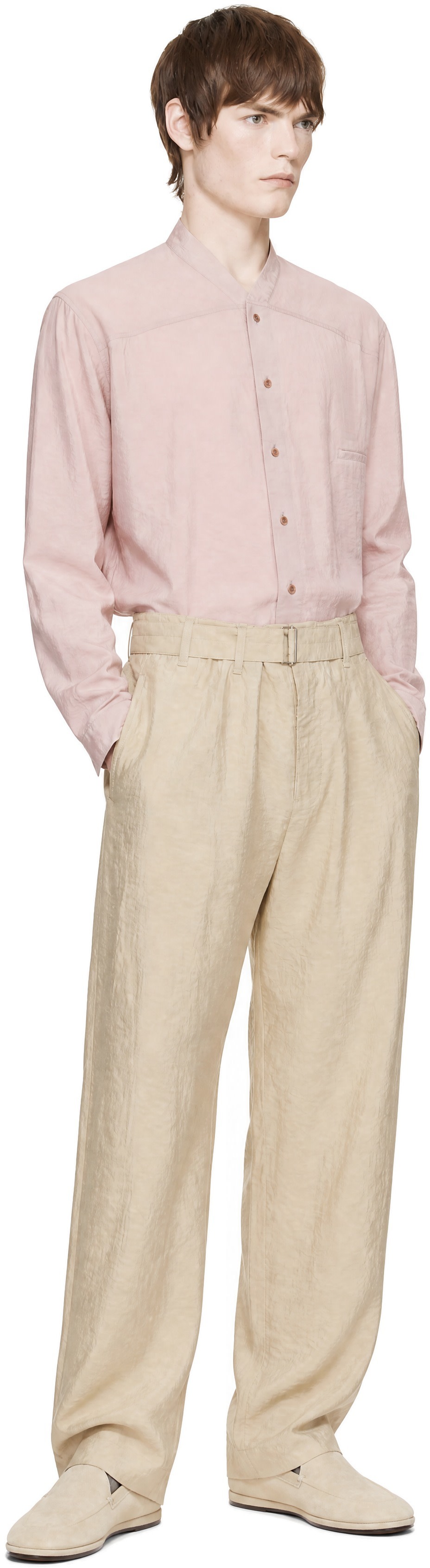 LEMAIRE - Pink V-Neck Shirt