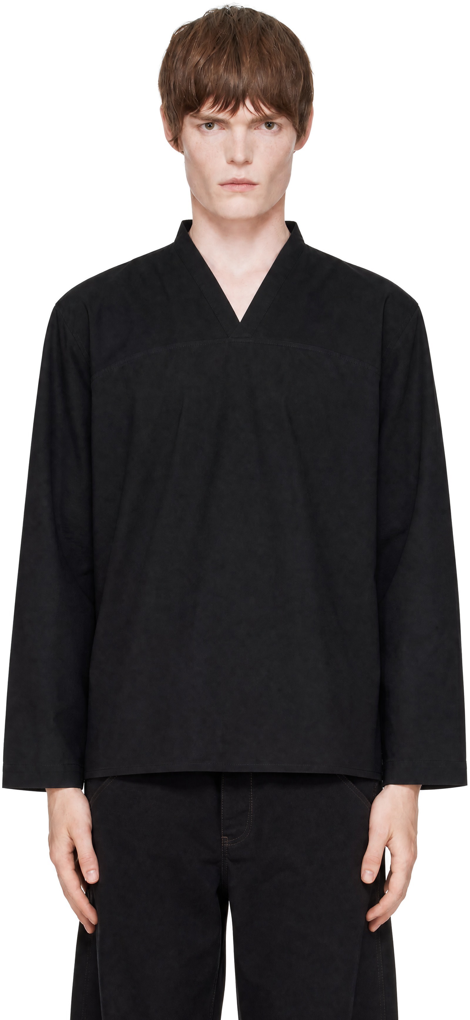 LEMAIRE - Black V-Neck Top