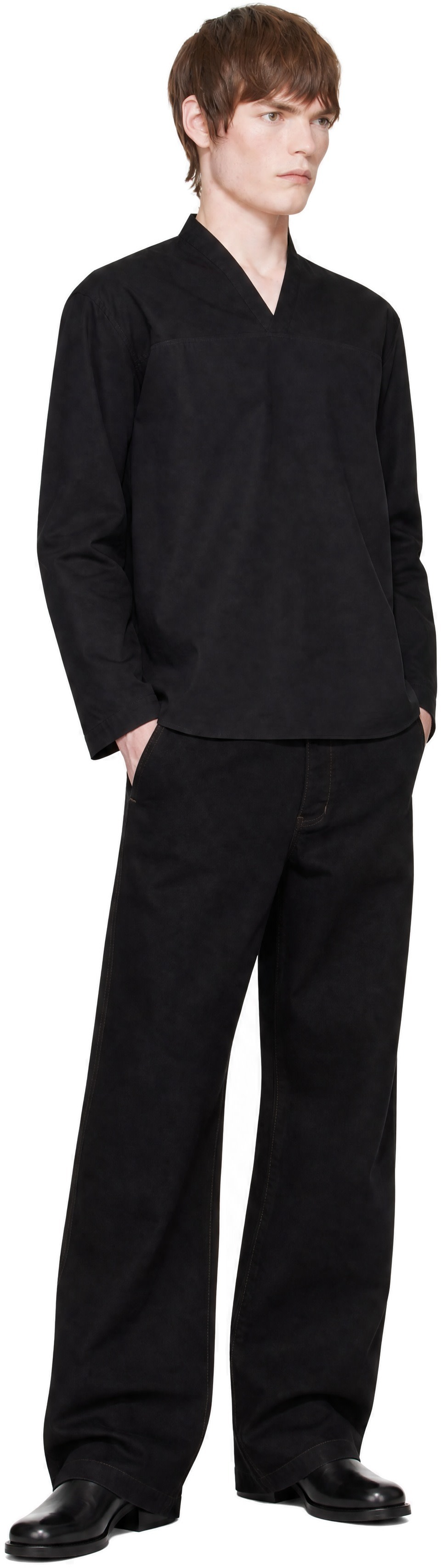 LEMAIRE - Black V-Neck Top