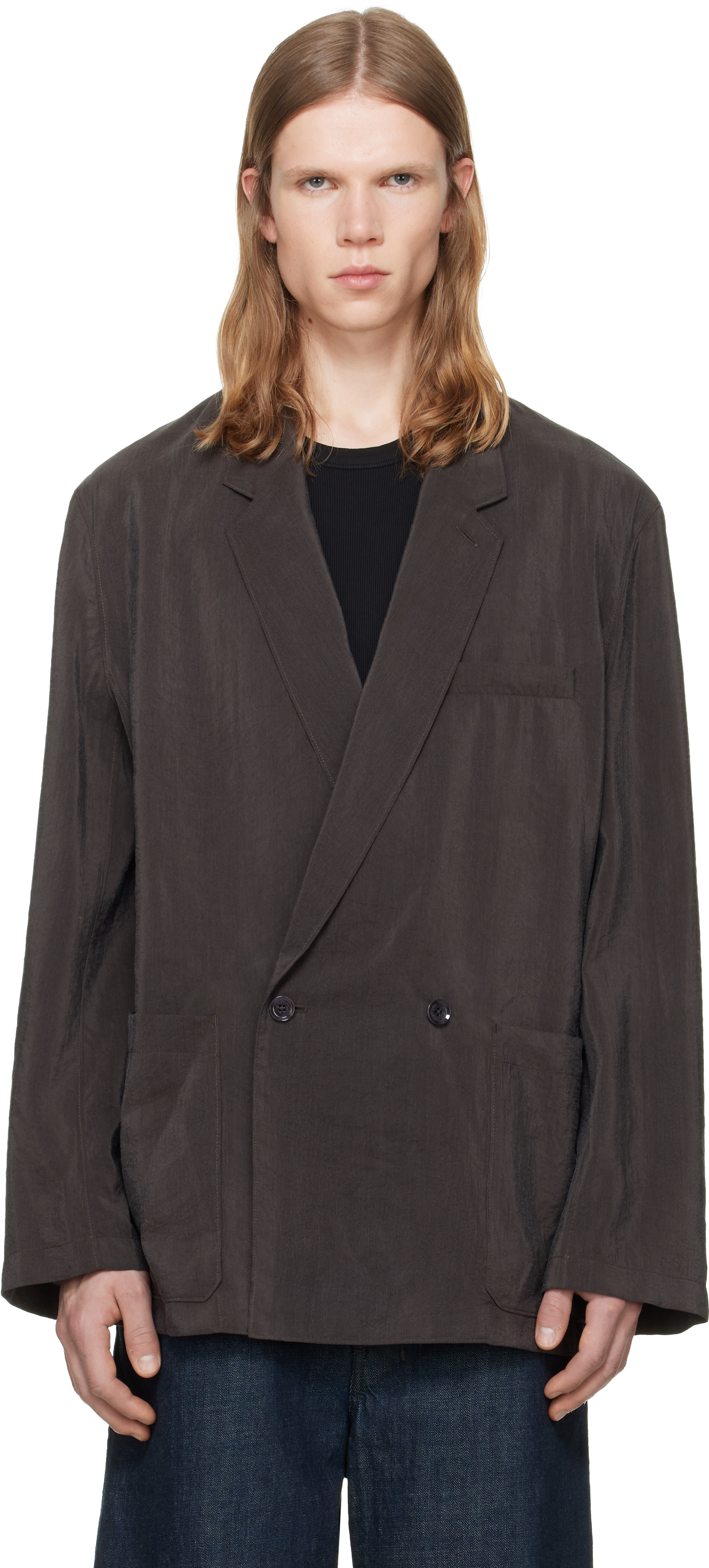 LEMAIRE - Brown Soft Double Breasted Blazer.