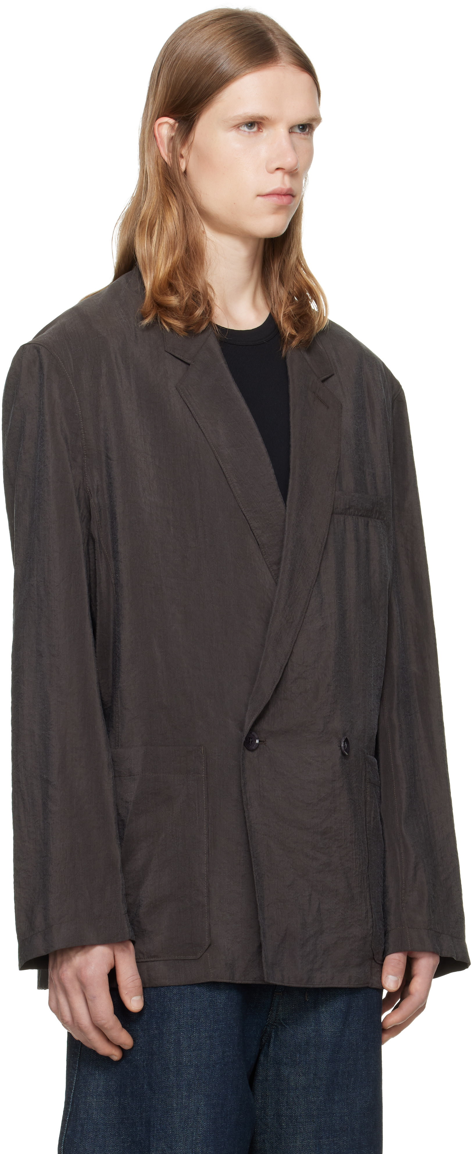 LEMAIRE - Brown Soft Double Breasted Blazer.