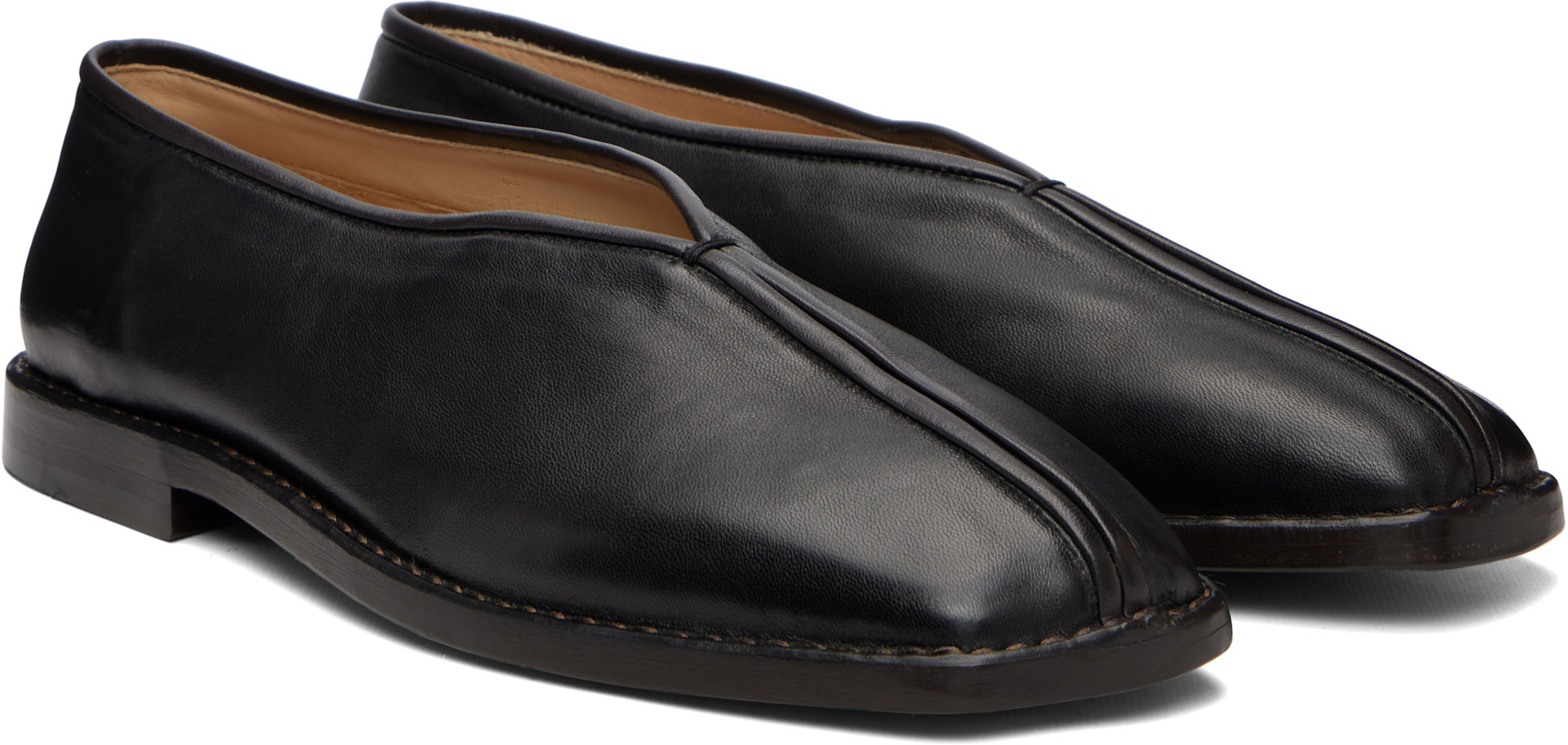 LEMAIRE - Black Flat Piped Slippers