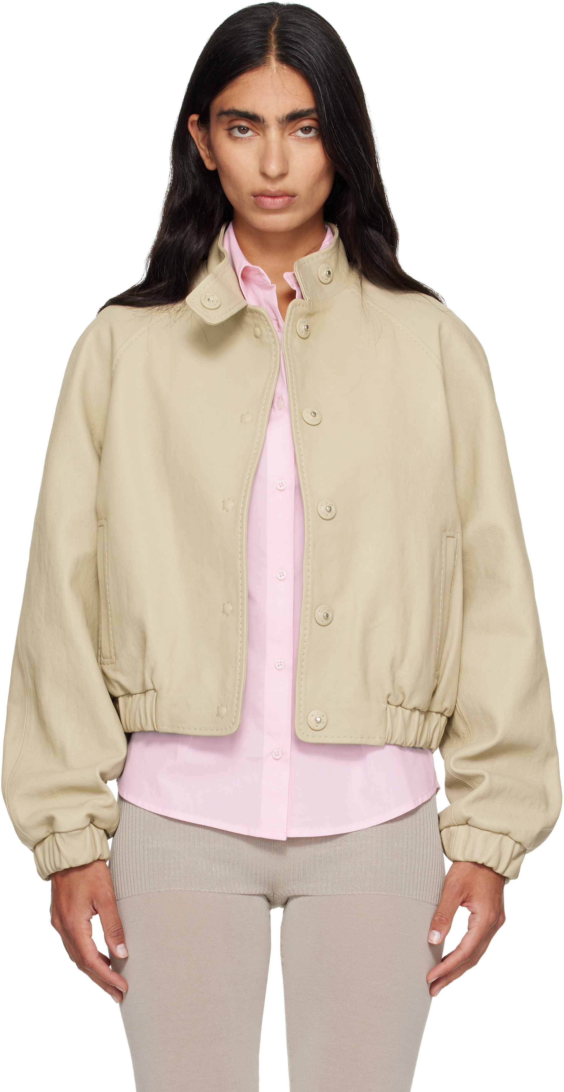 Paloma Wool - Beige Raim Leather Jacket