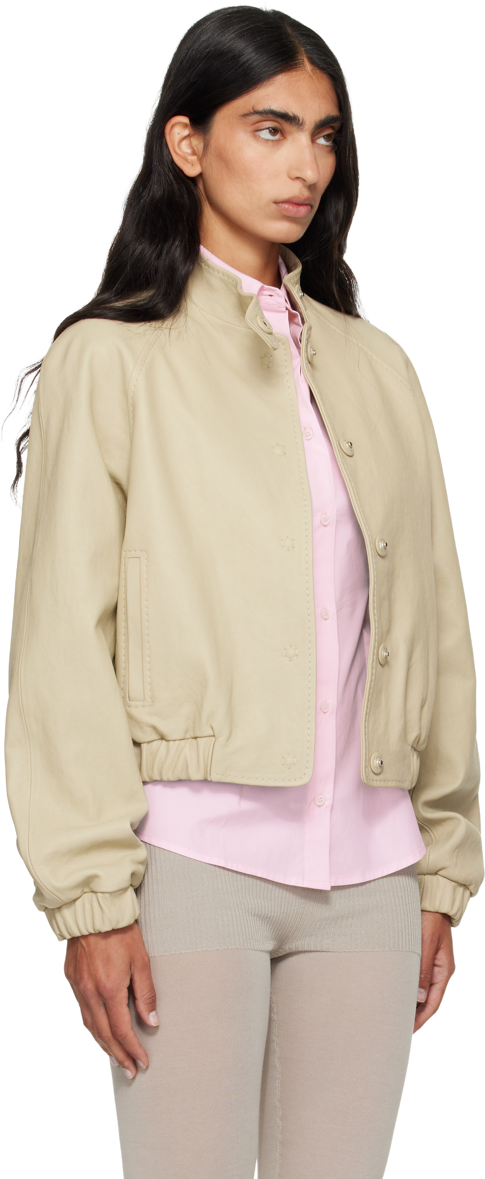 Paloma Wool - Beige Raim Leather Jacket