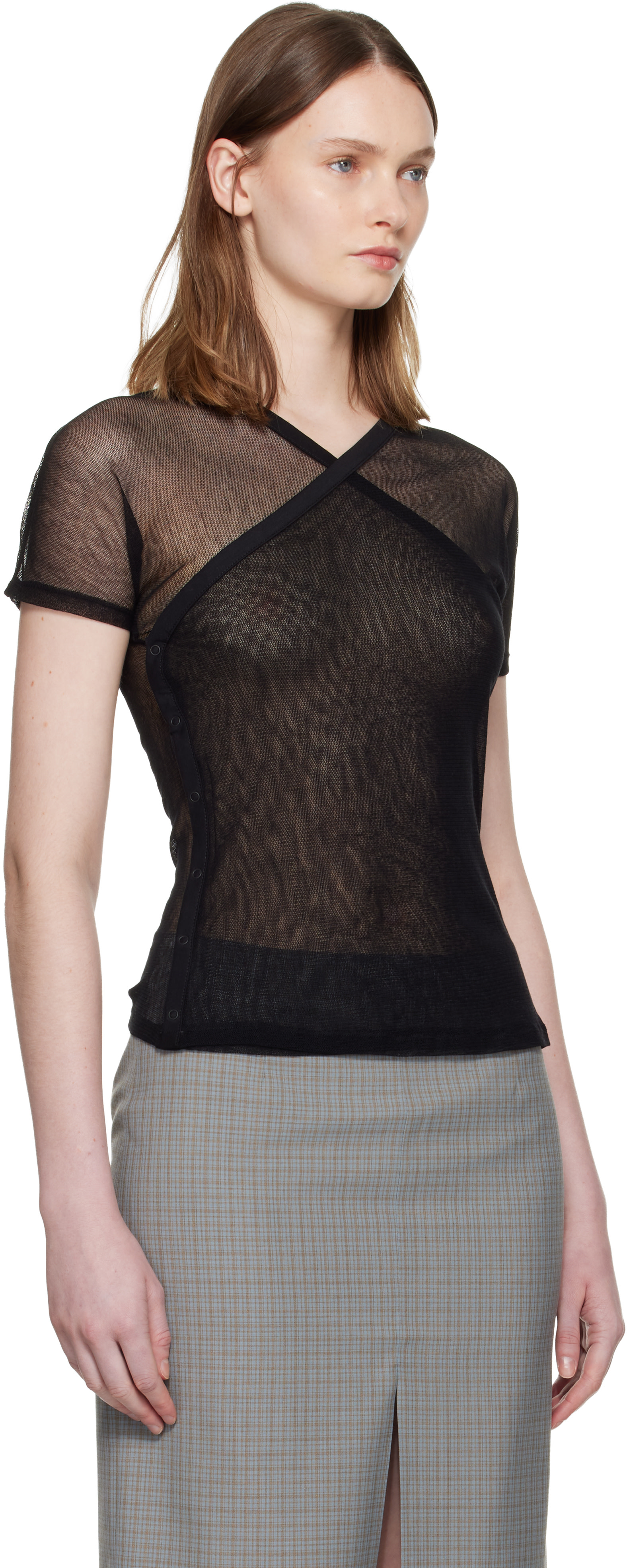 paloma wool メッシュタンクトップ Paloma Wool: Black Olimpia Mesh T-shirt | SSENSE