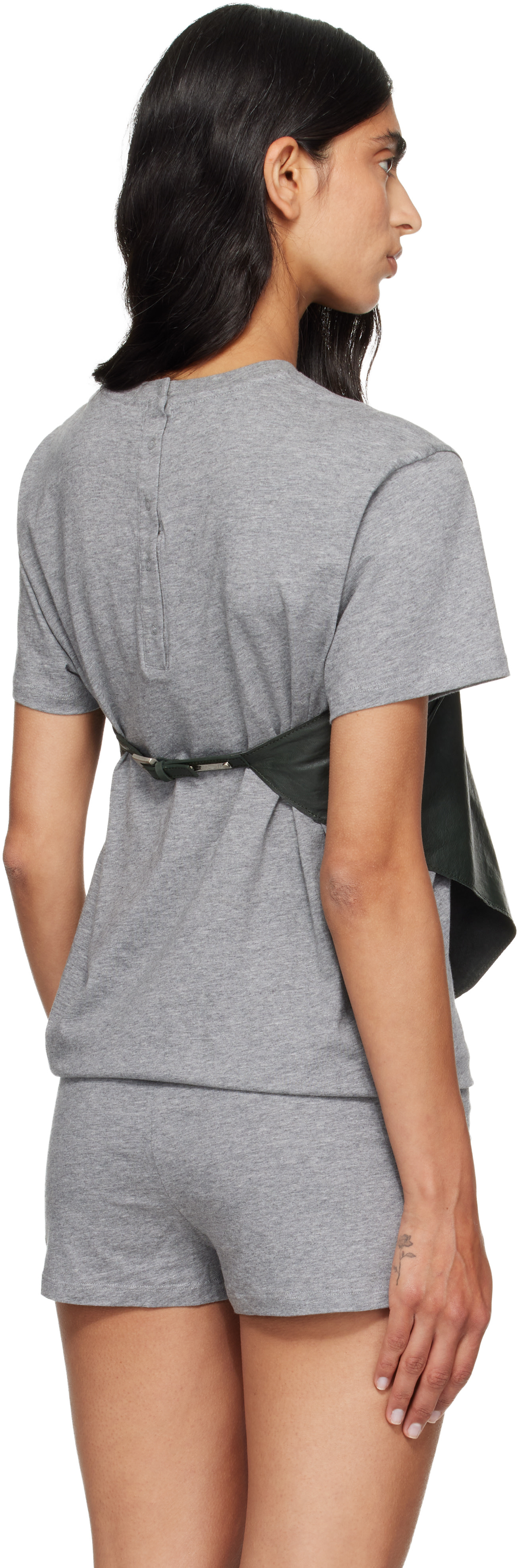 Paloma Wool: Khaki Alba Belt Leather Top | SSENSE display picture 1