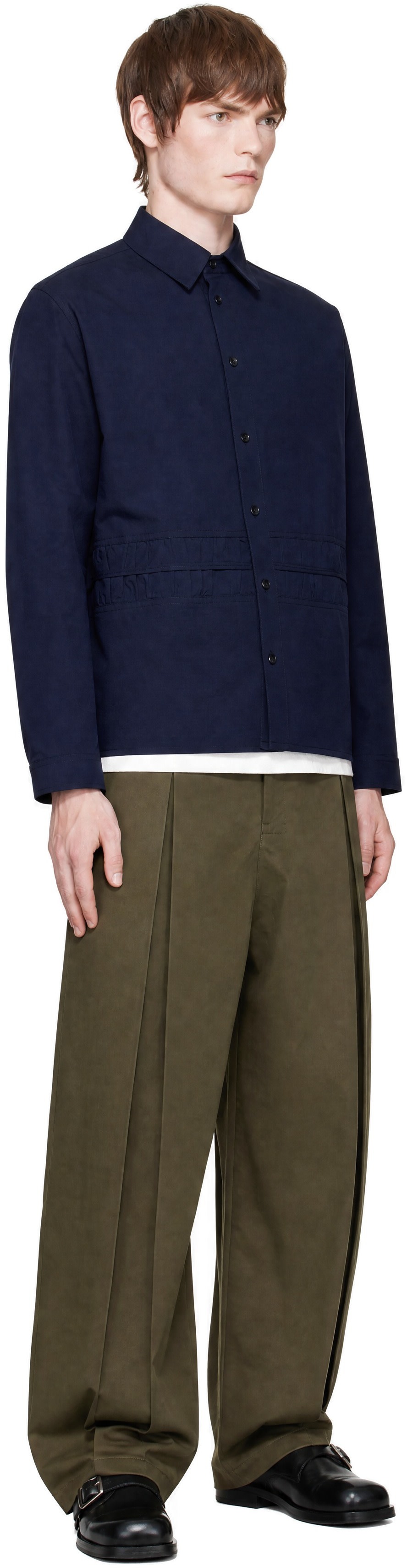 SAGE NATION: Navy Fossil LS Shirt | SSENSE