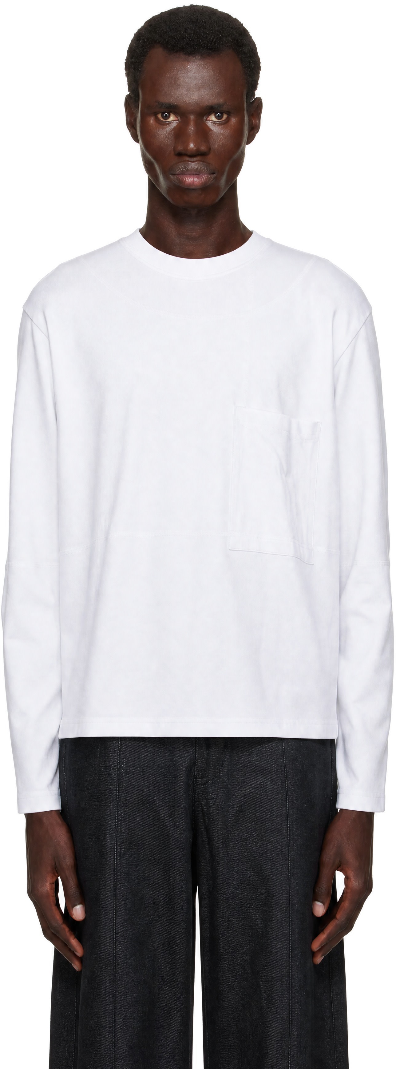 SAGE NATION: White Cross Stitch Long Sleeve T-shirt | SSENSE Canada
