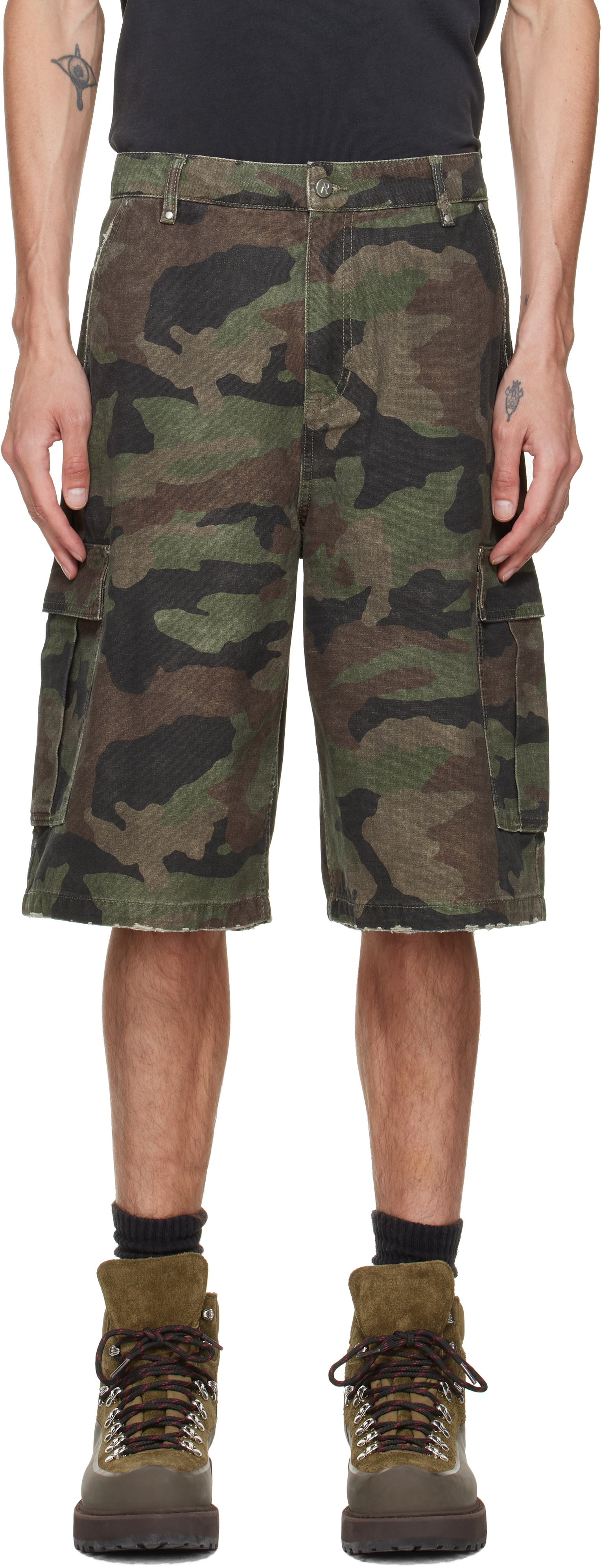Represent - Short cargo vert à motif camouflage