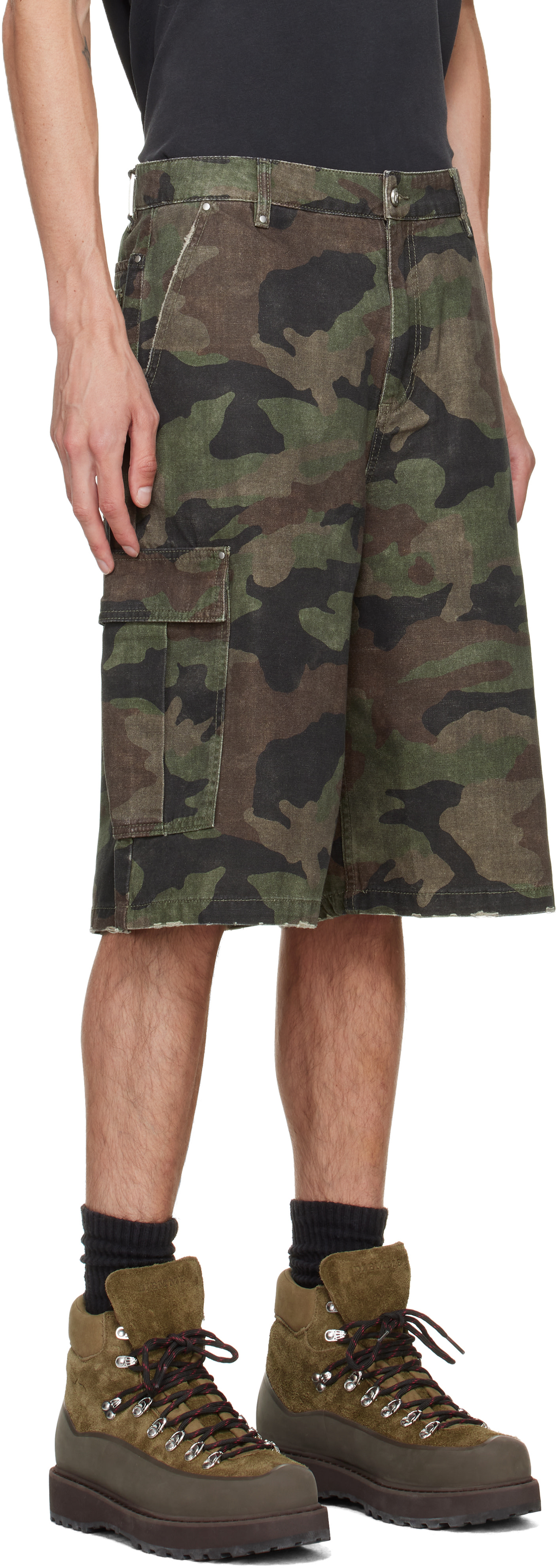 Represent - Short cargo vert à motif camouflage