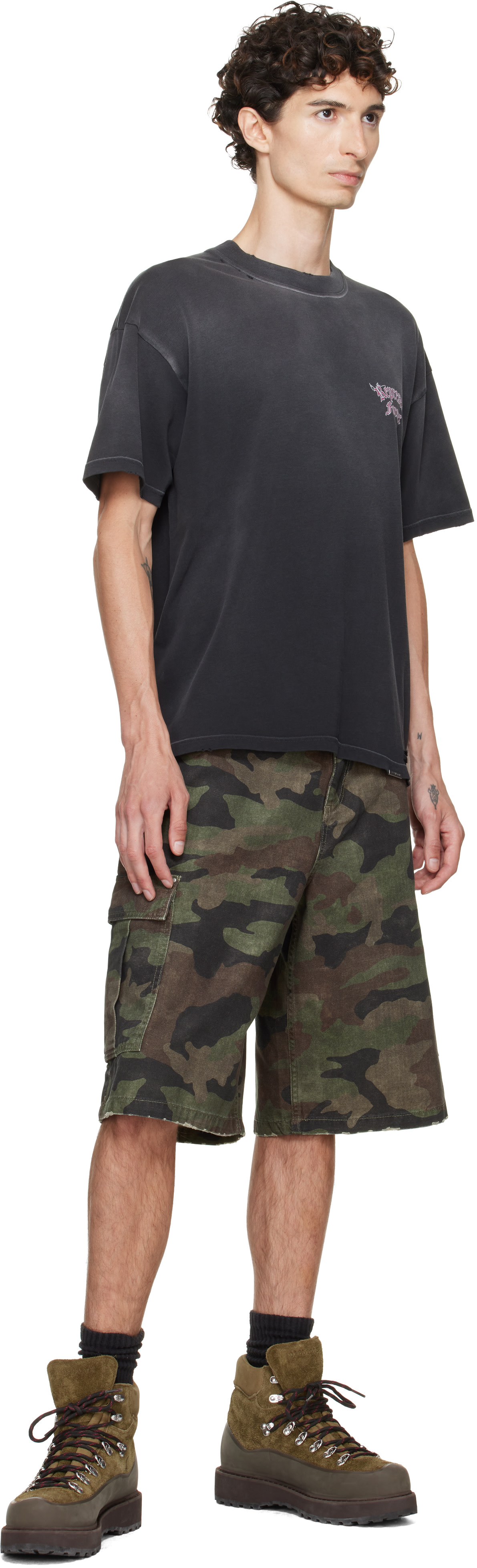 Represent - Short cargo vert à motif camouflage