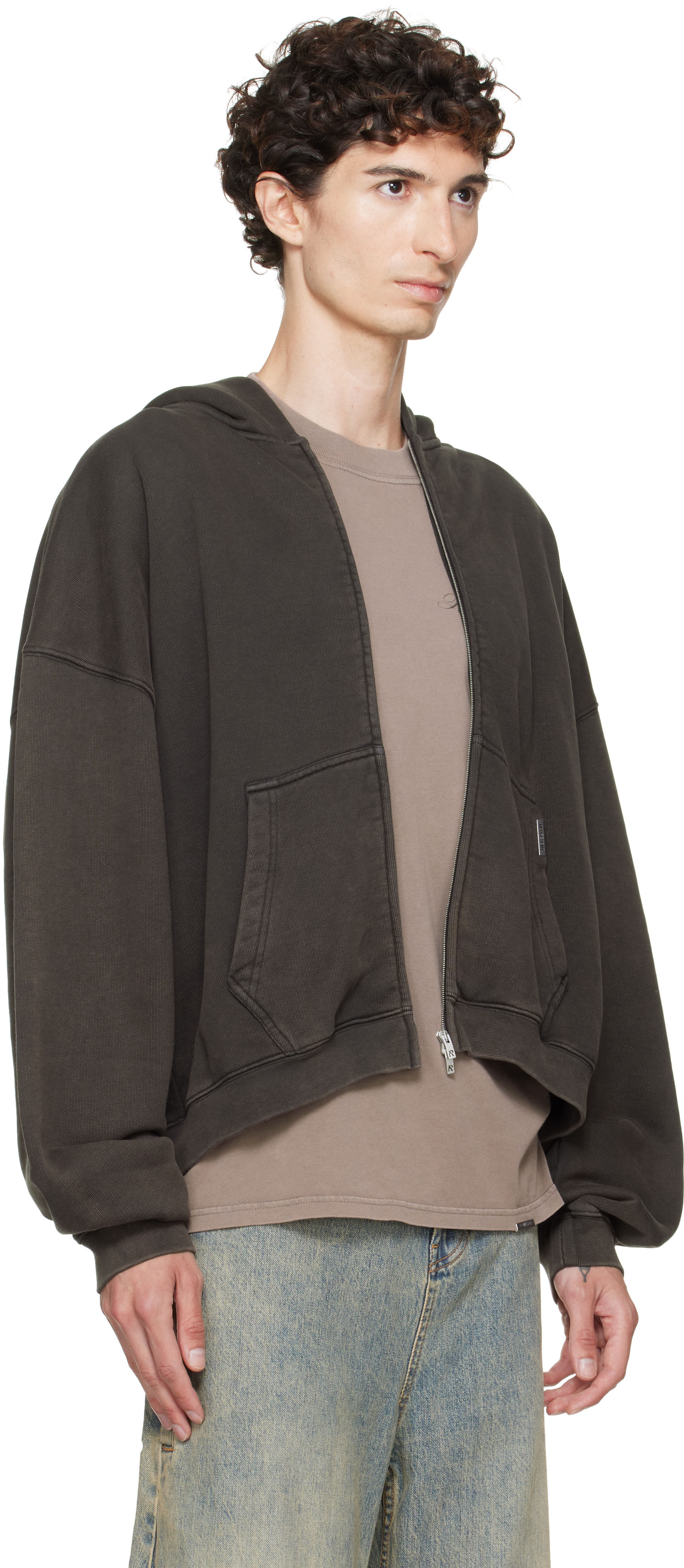 Represent - Pull à capuche surdimensionné droit Initial brun