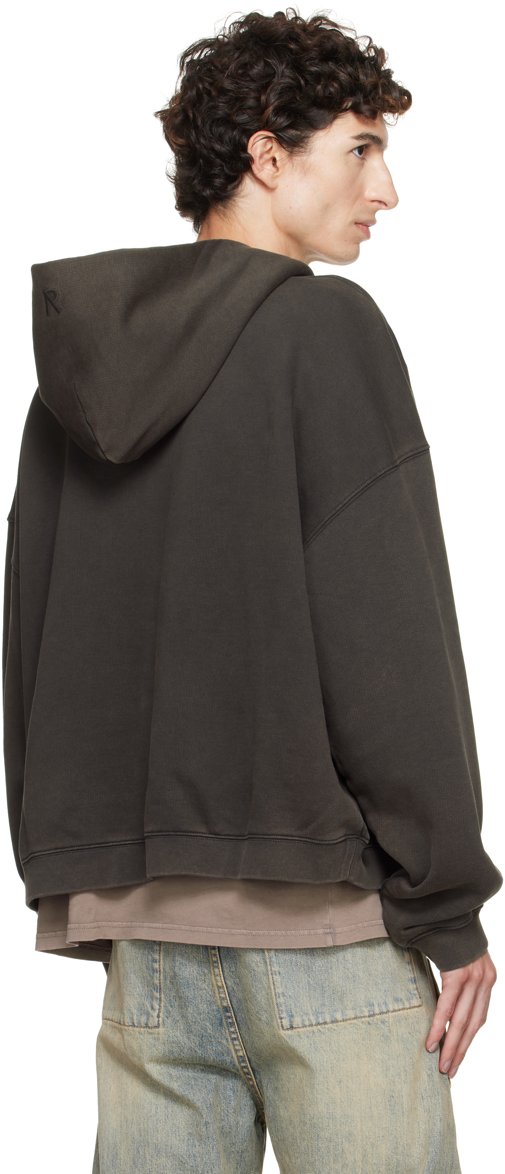 Represent - Pull à capuche surdimensionné droit Initial brun