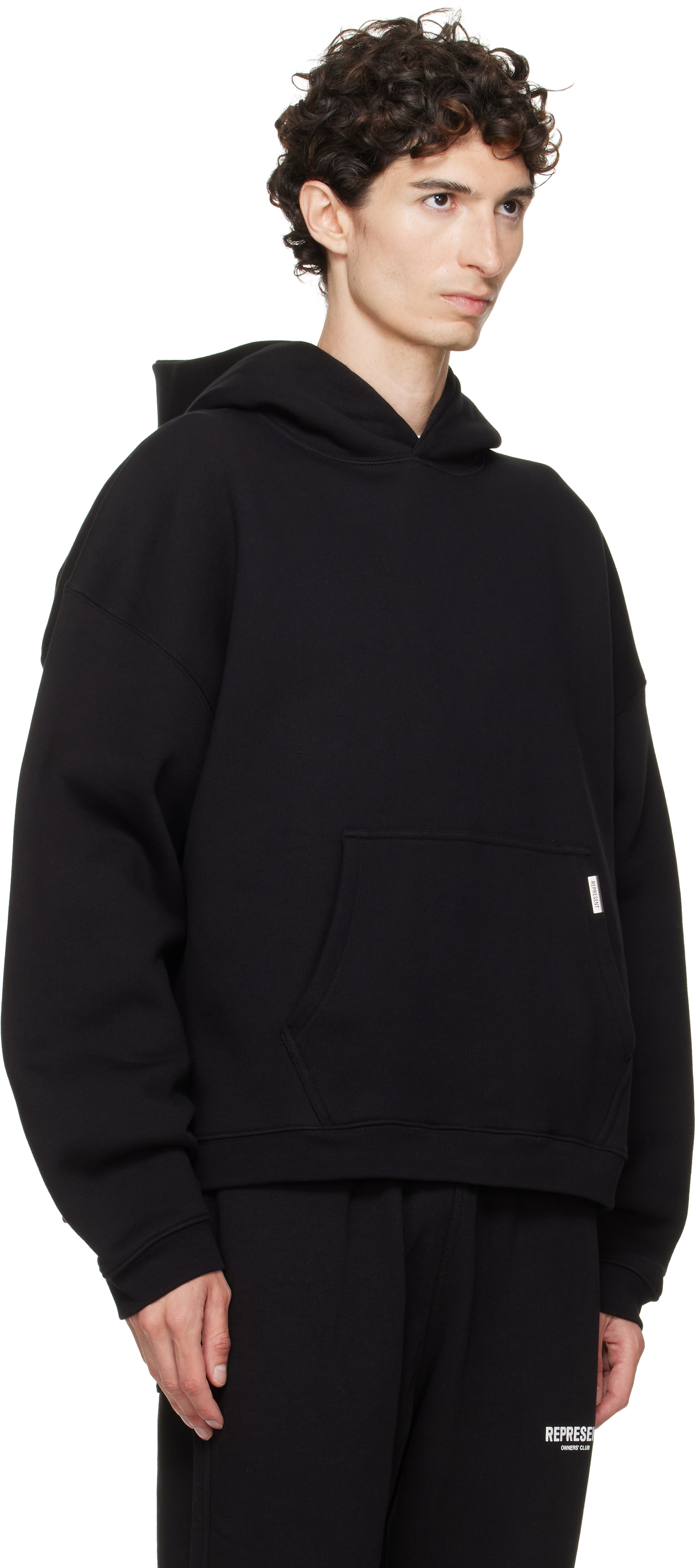 Represent - Black Initial Boxy Hoodie