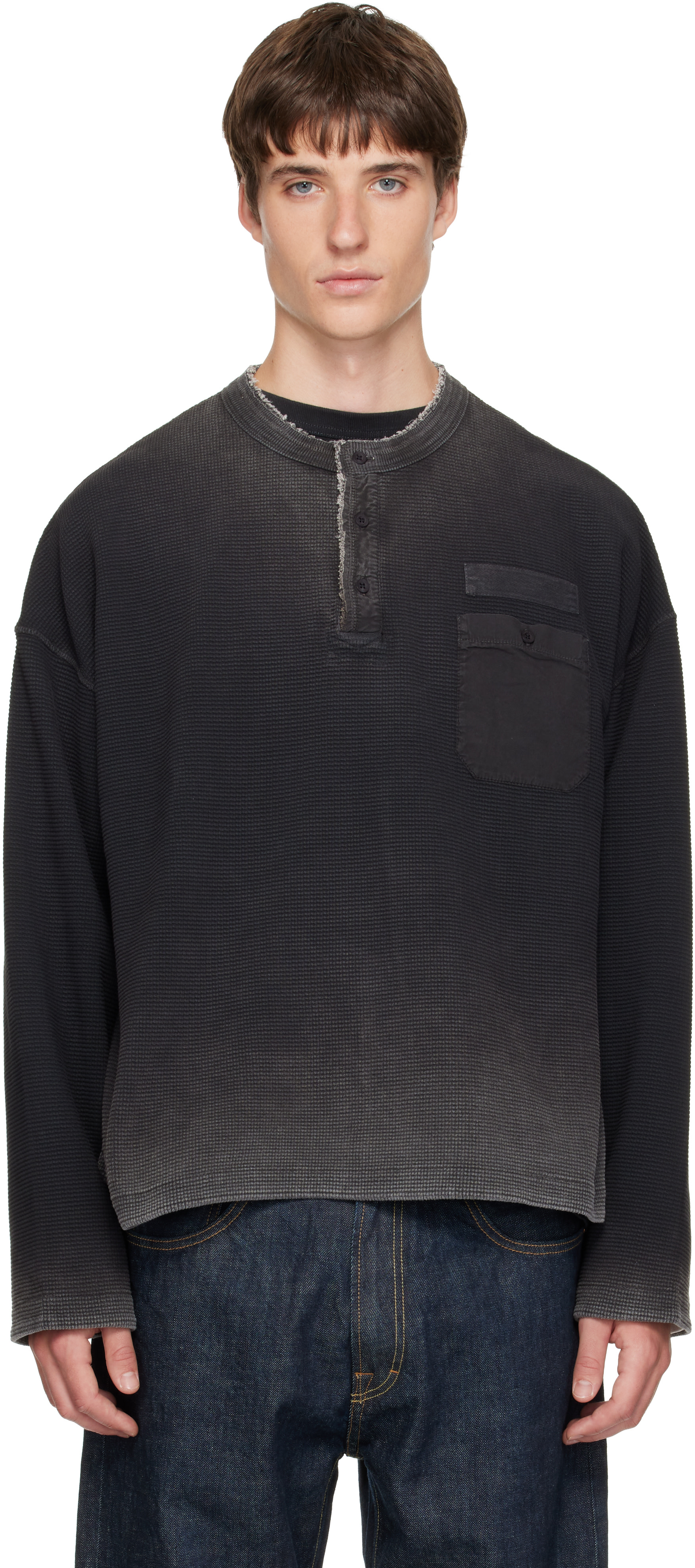 Represent - Black Heavyweight Henley