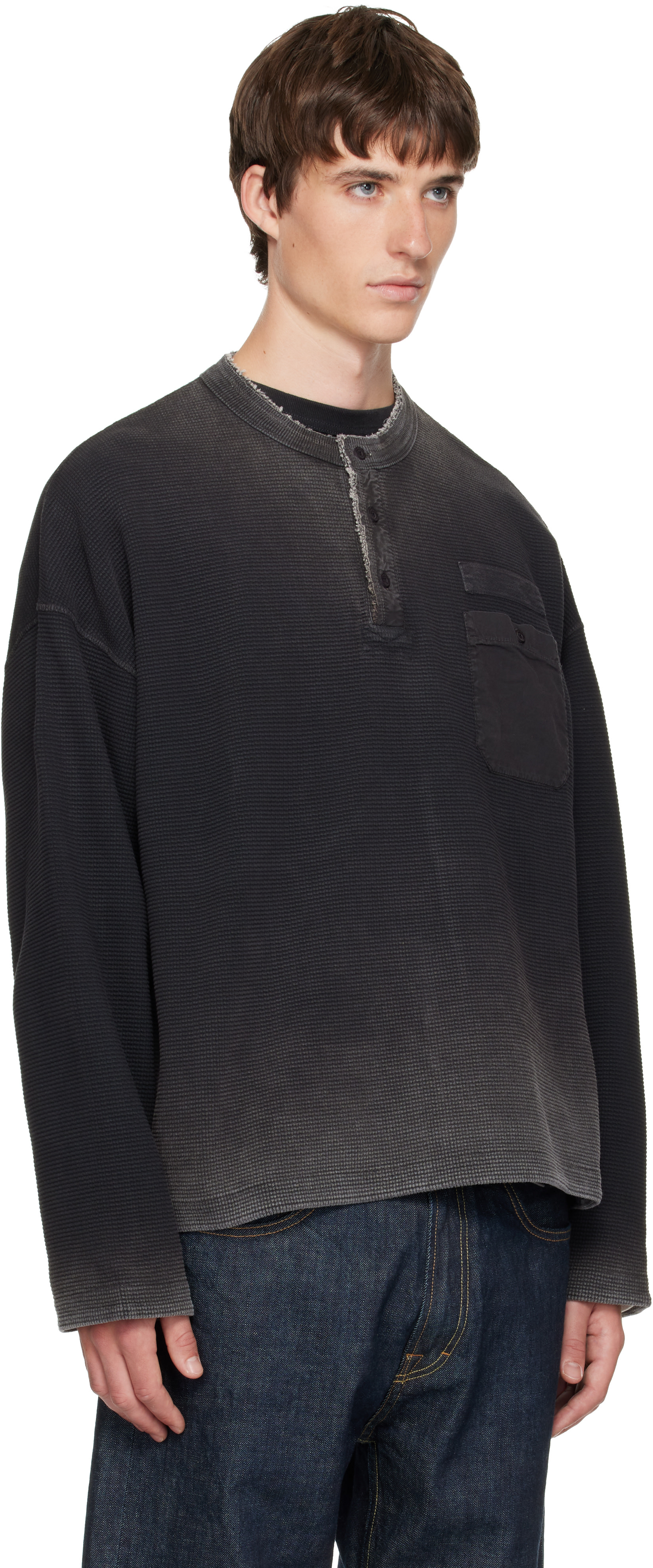 Represent - Black Heavyweight Henley
