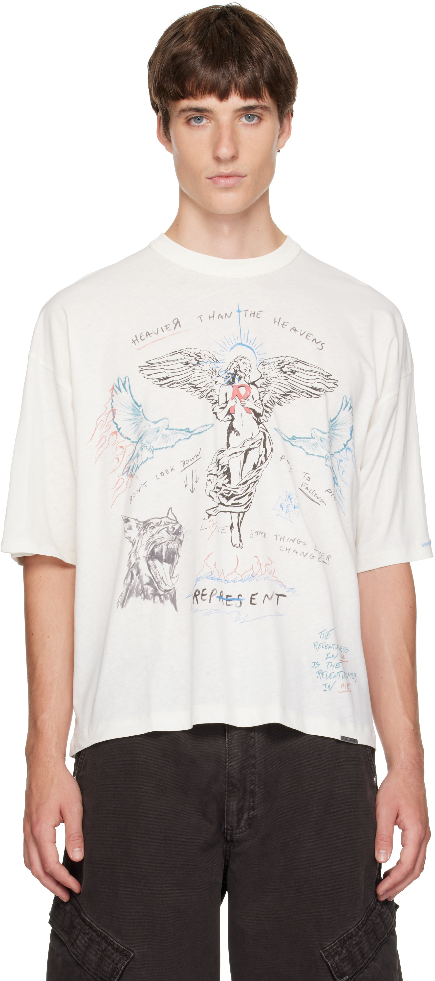 Represent - オフホワイト 'Heavier Than The Heavens' Tシャツ