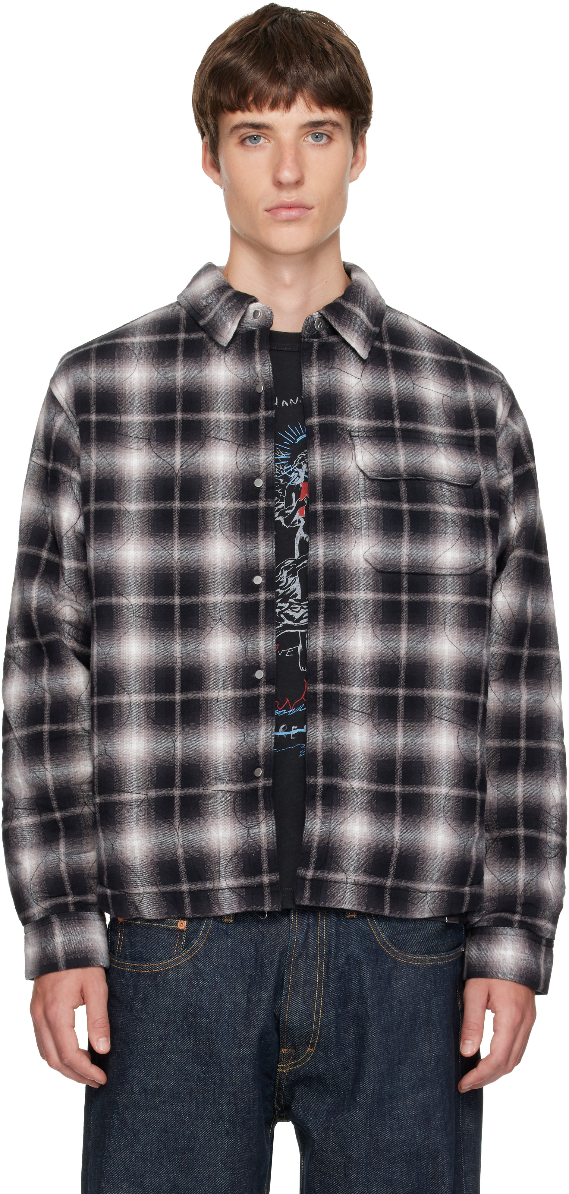 Represent - Black Logo Quilted Shirt