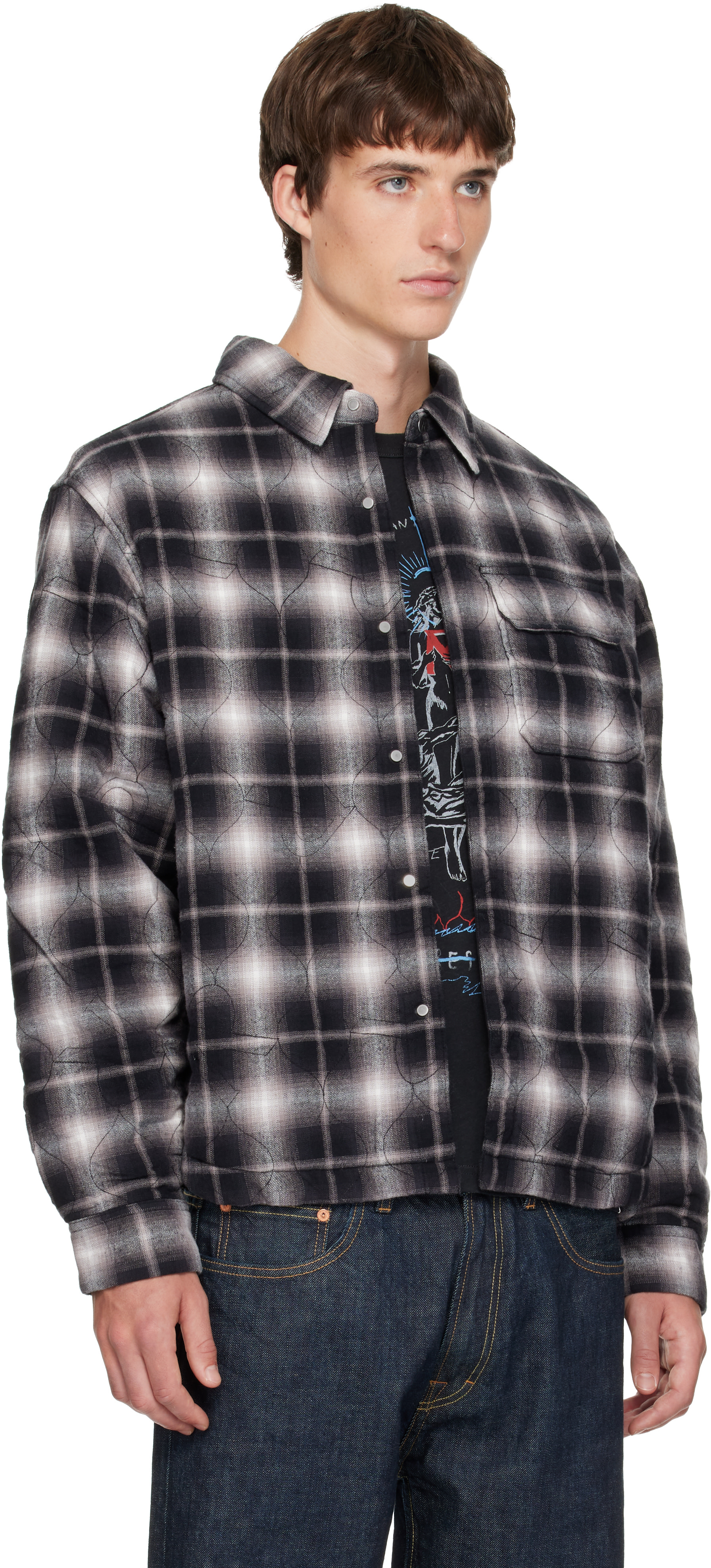 Represent - Black Logo Quilted Shirt