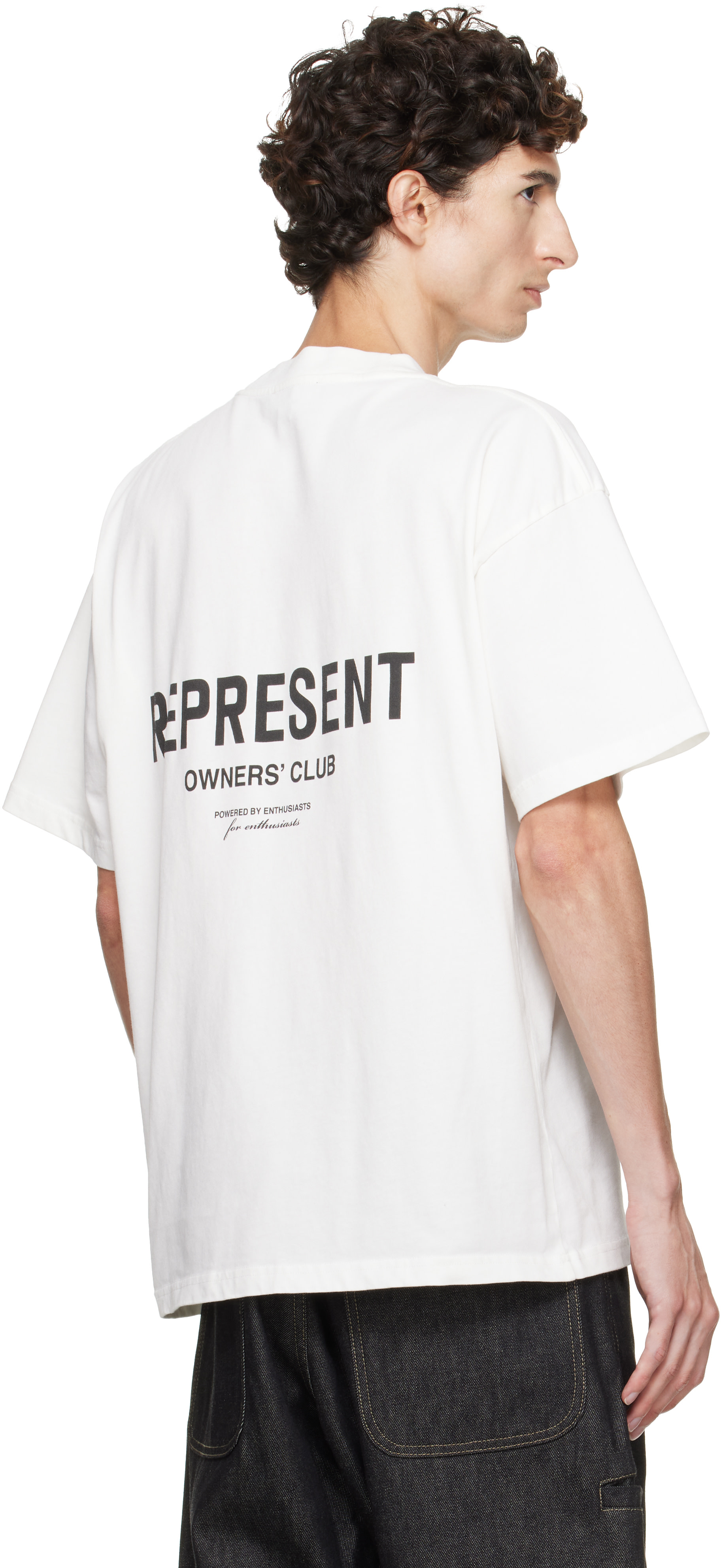 Represent - 화이트 프린트 오너 클럽 스크립트 티셔츠