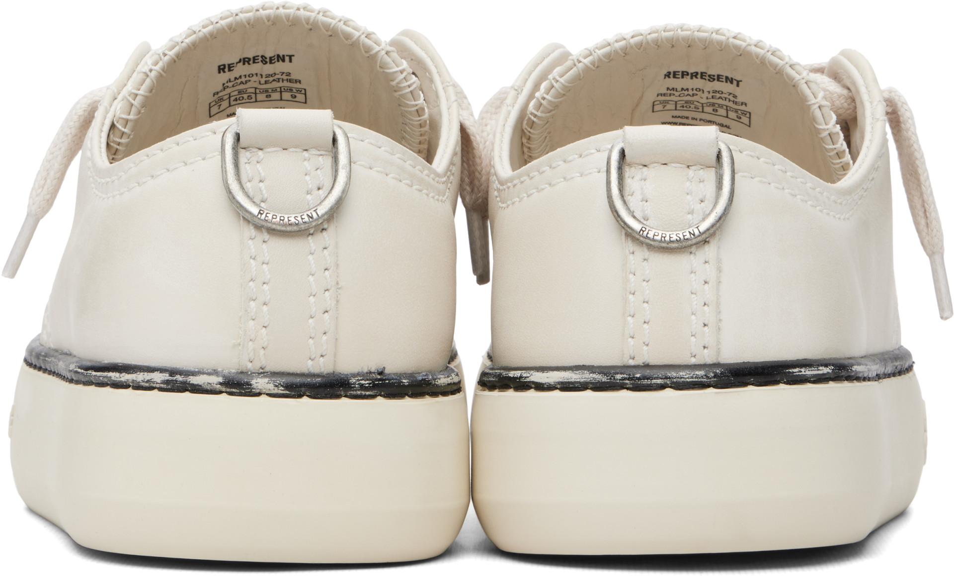 Represent - Off-White Rep-Cap Distressed Leather Sneakers