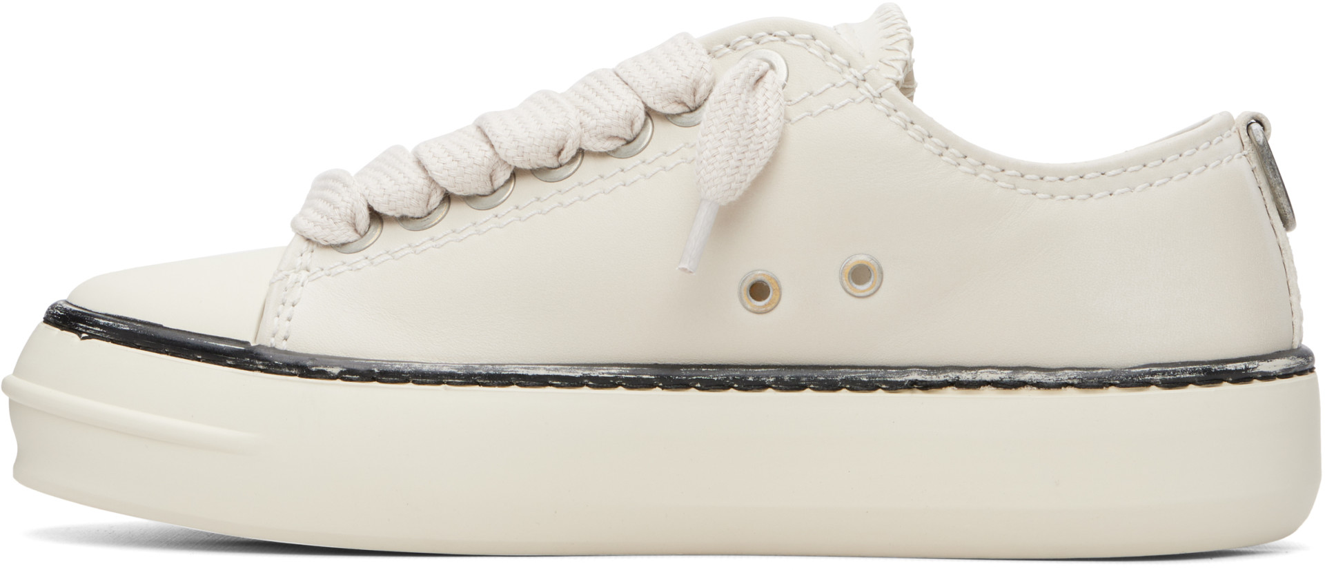 Represent - Baskets Rep-Cap blanc cassé en cuir à effet usé