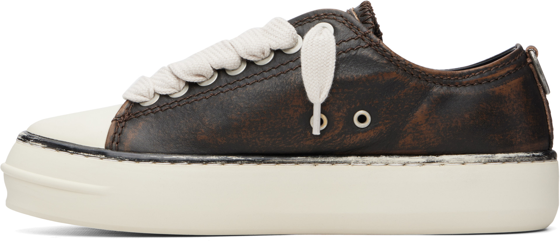 Represent - Brown Rep-Cap Distressed Leather Sneakers