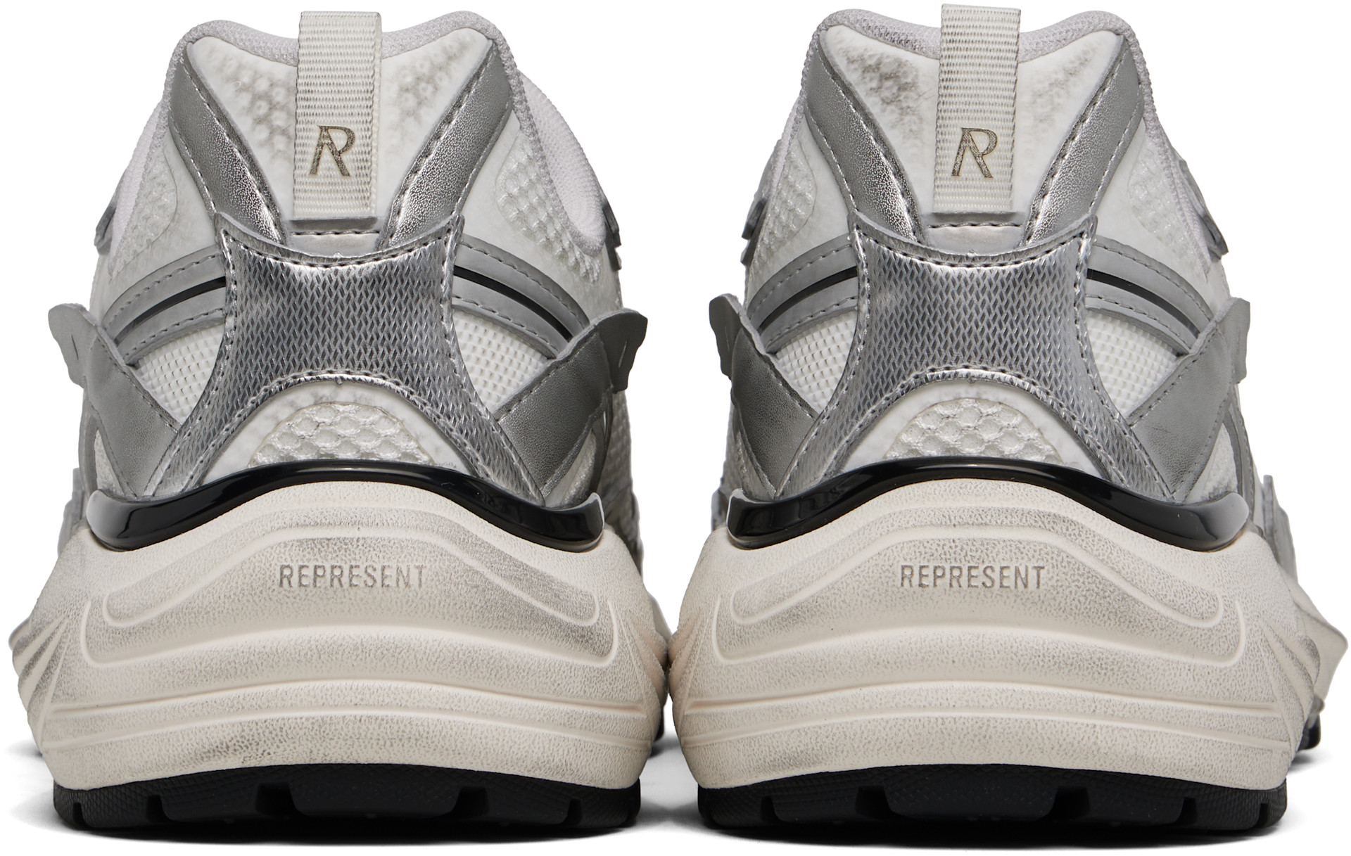 Represent - Gray & White Storm Torn Sneakers