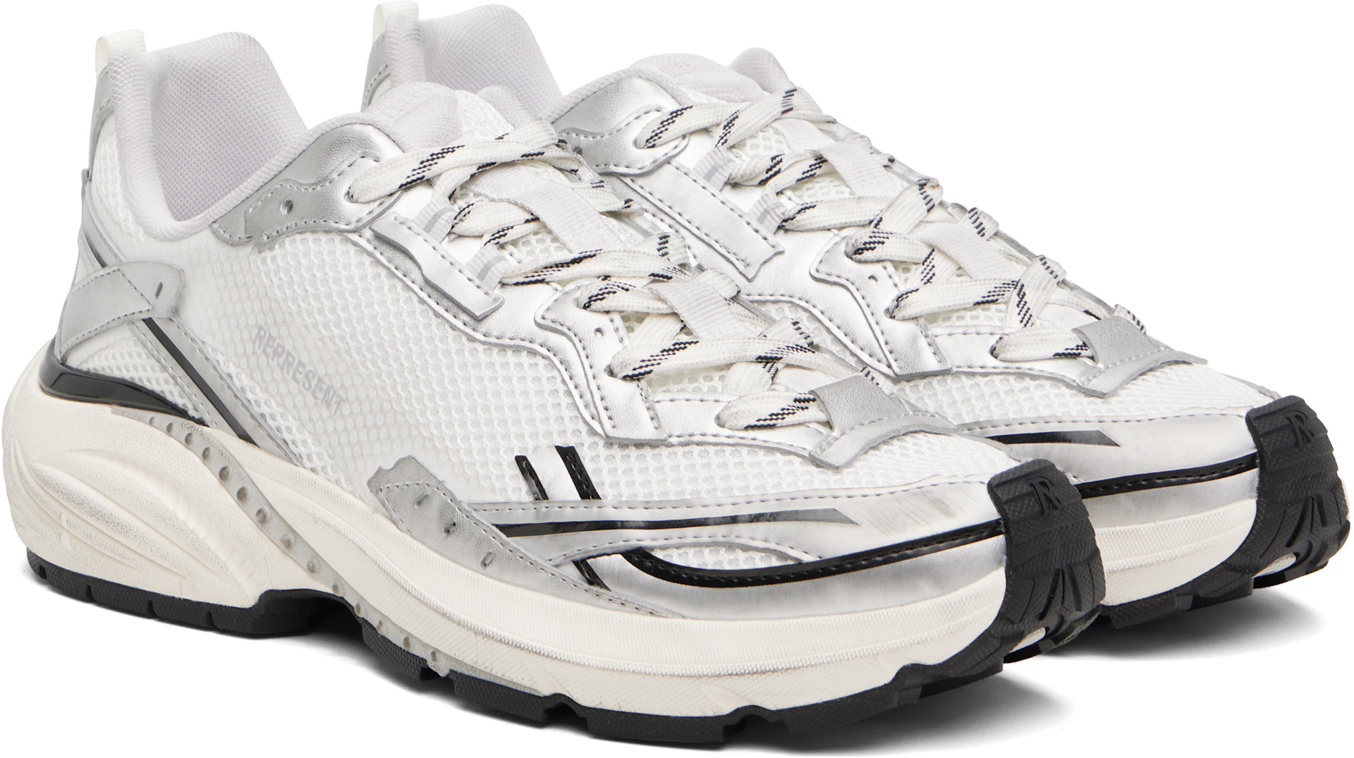 Represent - Gray & White Storm Torn Sneakers
