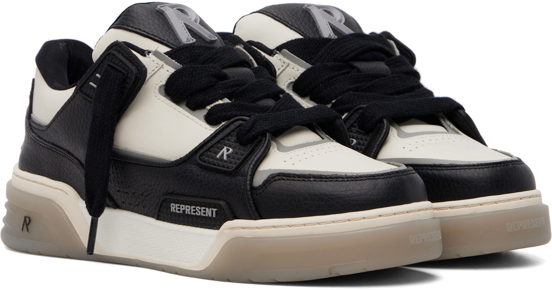 Represent - Black & Off-White Studio Sneakers