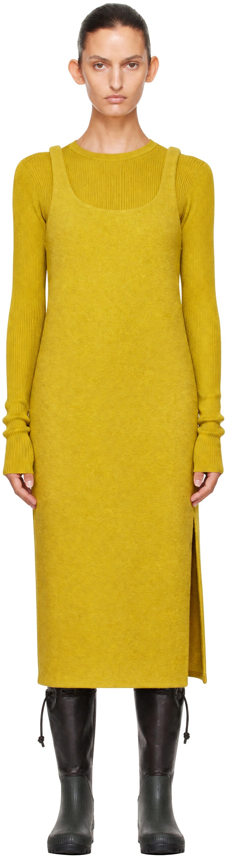 Rier - Robe midi à enfiler jaune - Walker