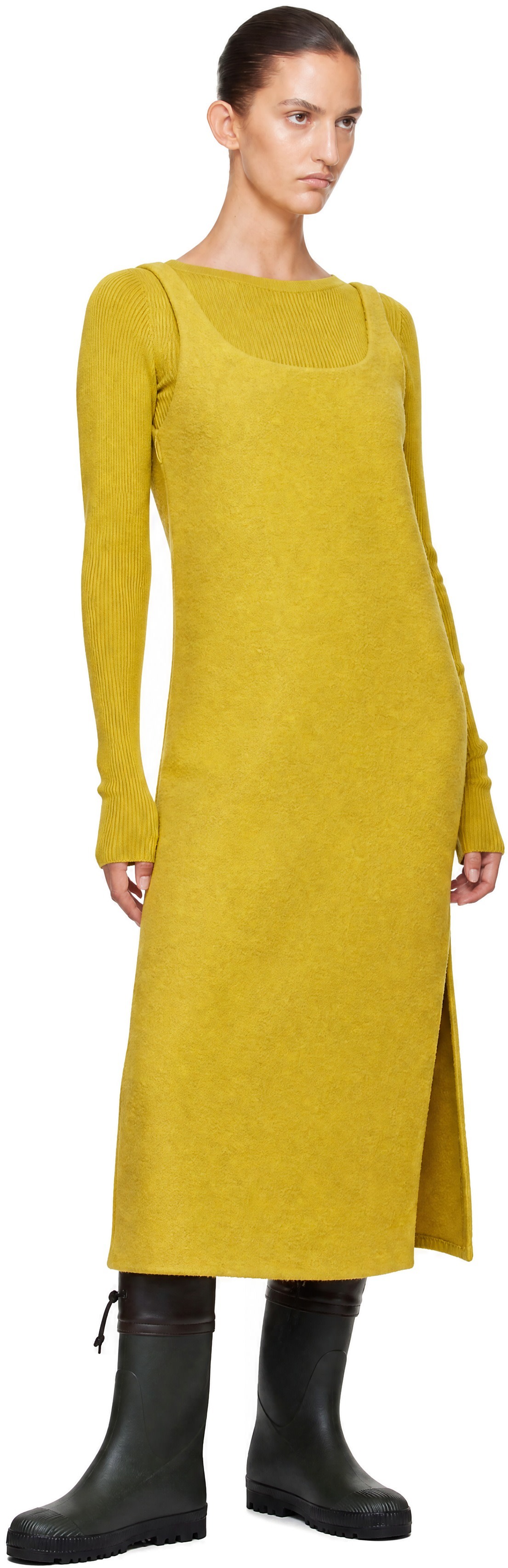 Rier - Robe midi à enfiler jaune - Walker