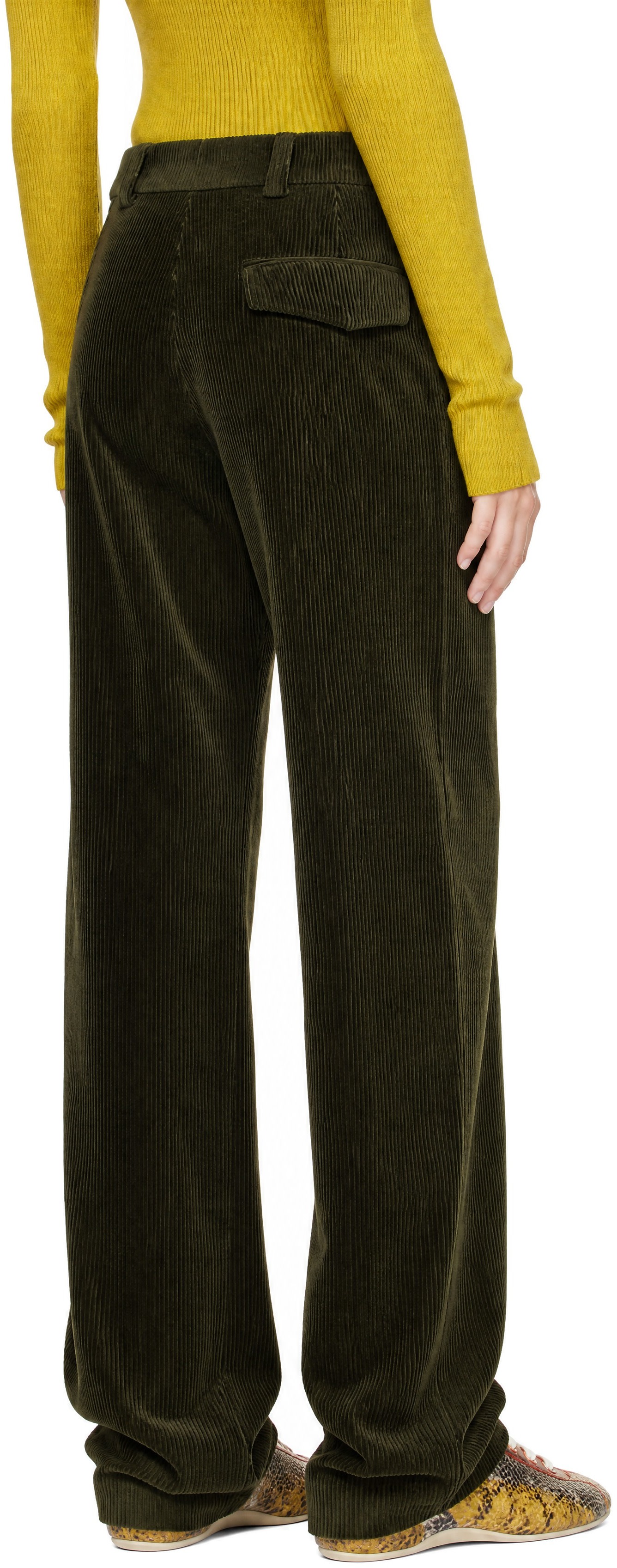 Rier - Pantalon vert en velours côtelé