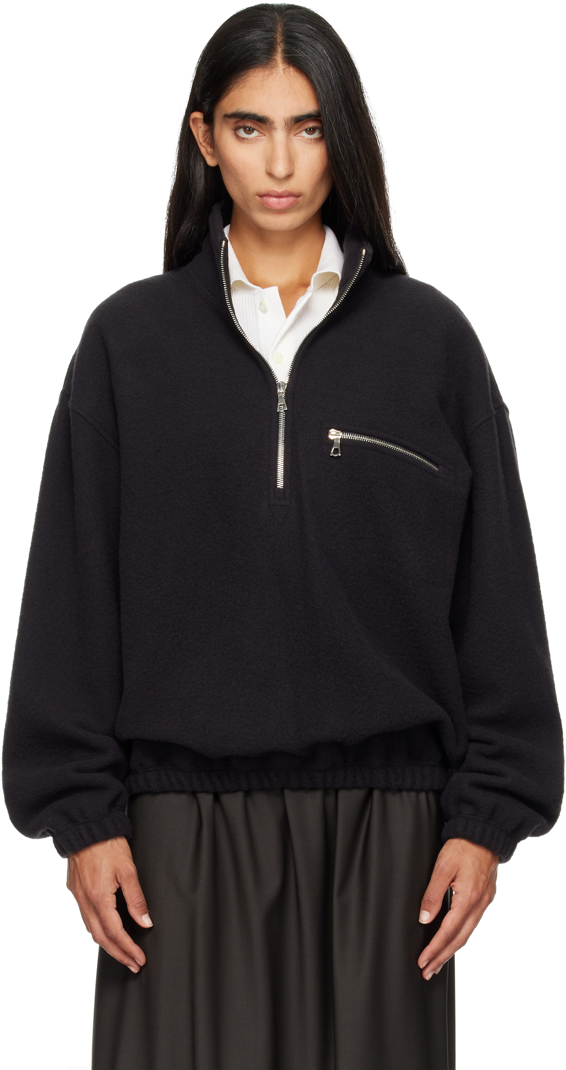 Rier - Pull noir en molleton