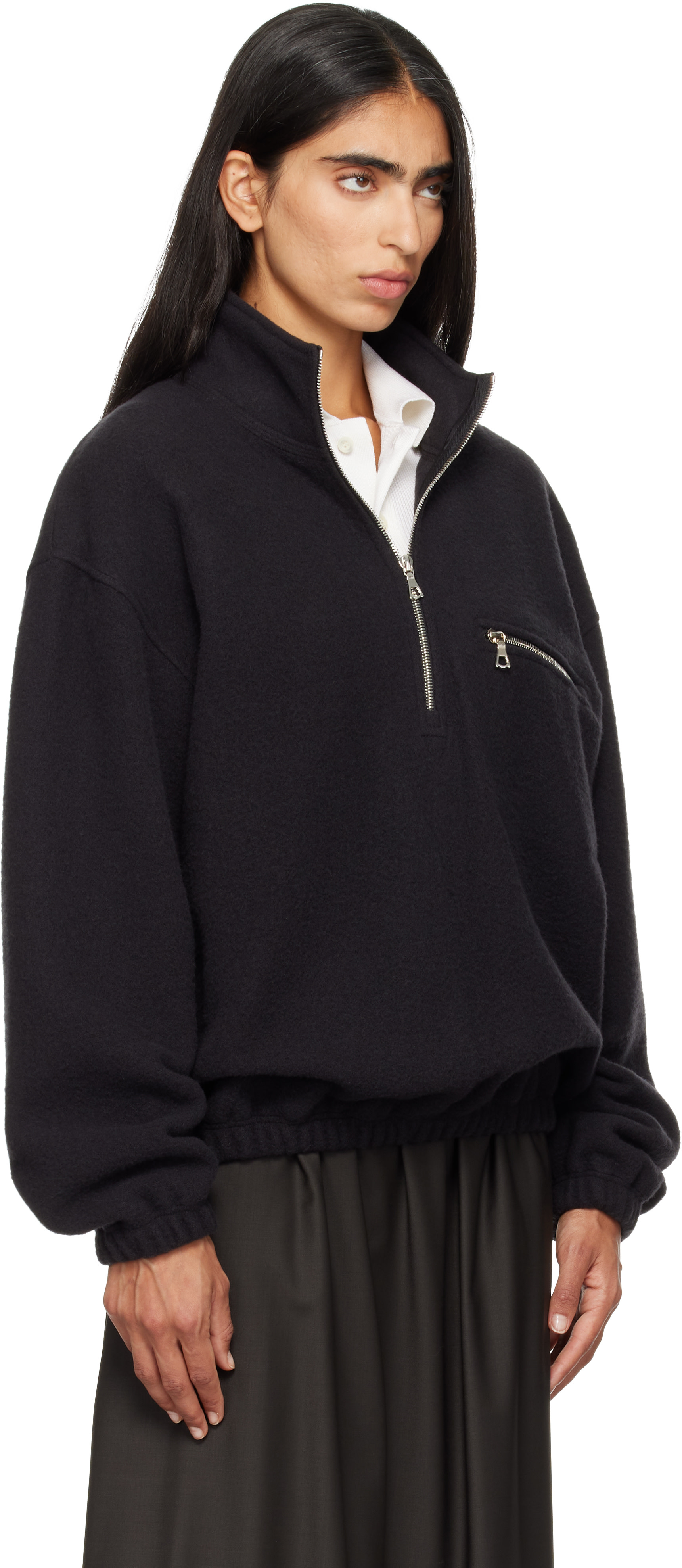 Rier - Pull noir en molleton